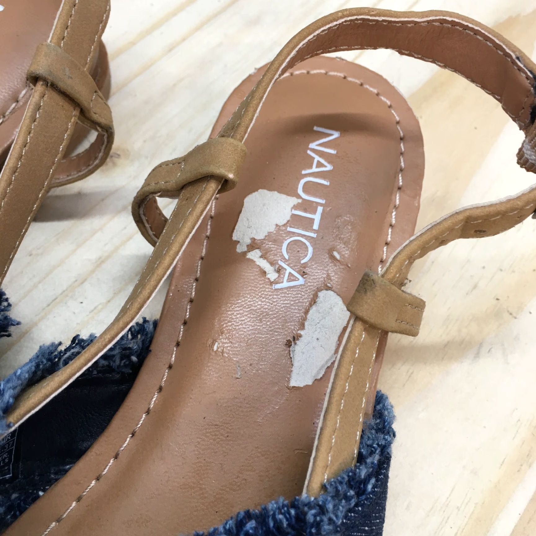 Nautica Nautica Basin Slingback Flats Buckle Straps Casual Blue Fabric Sandals Womens 6 Size US 6 / IT 36 - 5 Thumbnail