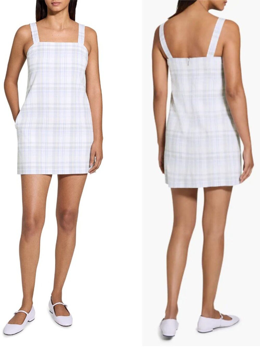 Theory NWT New $325 Theory Muted Plaid Cotton Linen Mini Dress In Size M / US 6-8 / IT 42-44 - 1 Thumbnail