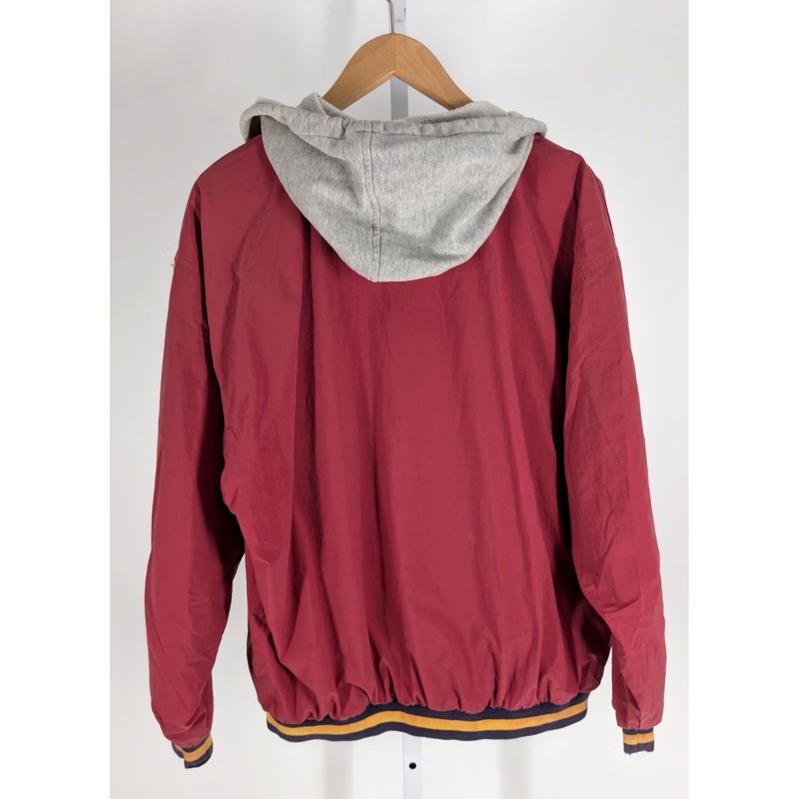 Gap VINTAGE Gap Bomber Jacket Hooded Nylon Lined 90s M Taiwan Red Jersey Cotton 25.5" Mid-Length Mens Size US M / EU 48-50 / 2 - 3 Thumbnail