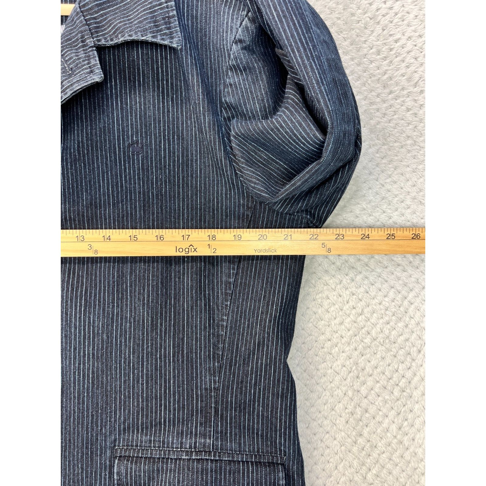 Louis Philippe Louis Philippe Denim Blazer Men Large Striped Vented Jacket Size US L / EU 52-54 / 3 - 12 Thumbnail