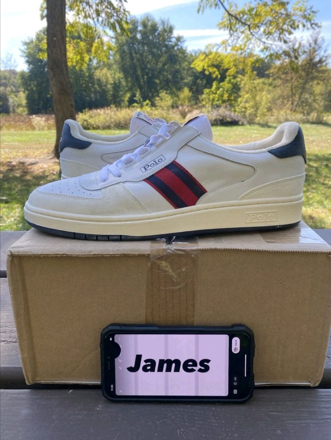 Ralph Lauren Ralph Lauren Polo Court Sneaker White Navy Red Retro 003 Size US 11 / EU 44 - 1 Thumbnail