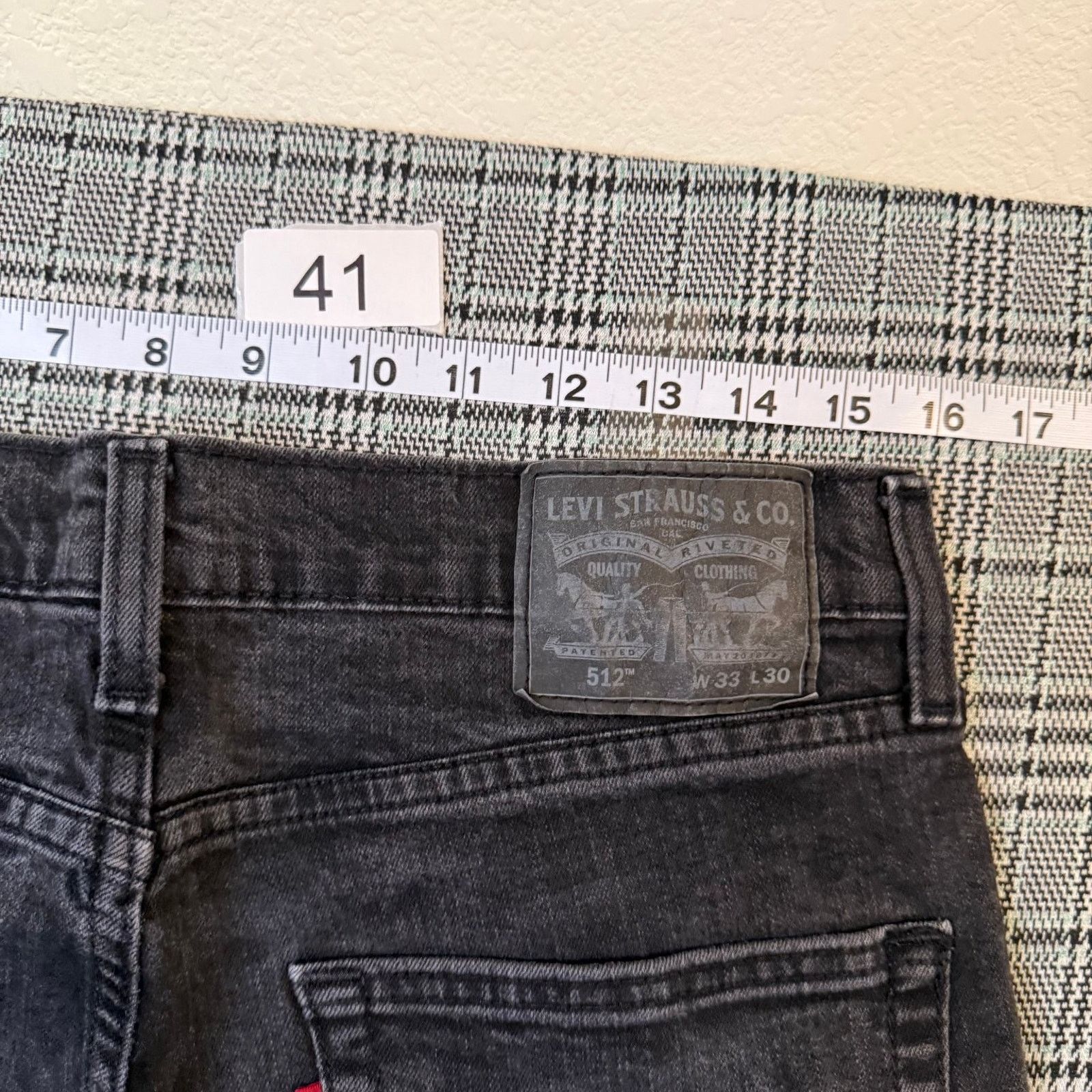 Levi's Levis 512 Men's Jeans Black Denim Slim Tapered Stretch 33x30 Size US 33 - 2 Thumbnail