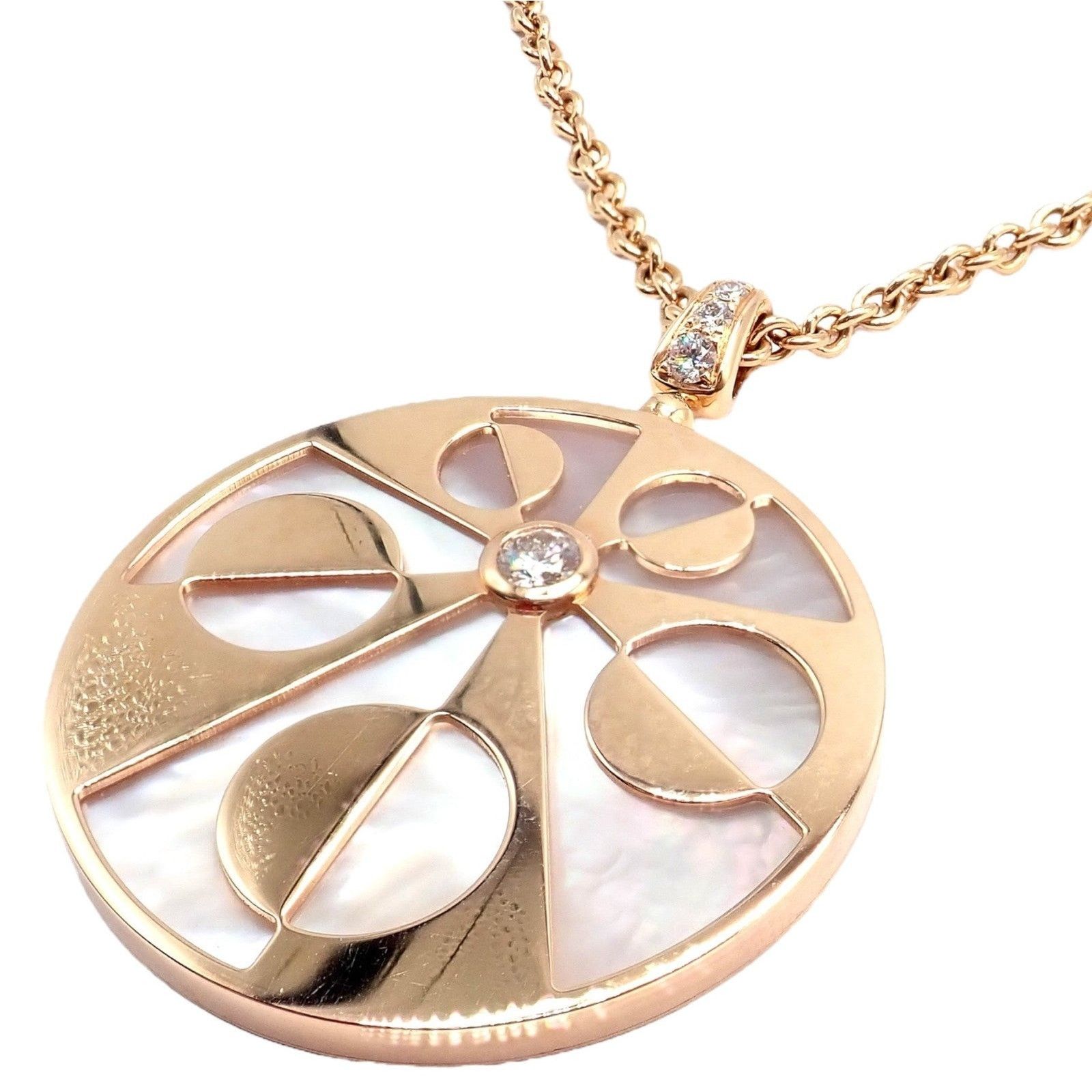 Bvlgari Bulgari Intarsio 18k Gold Diamond Mother of Pearl Necklace Size ONE SIZE - 6 Thumbnail