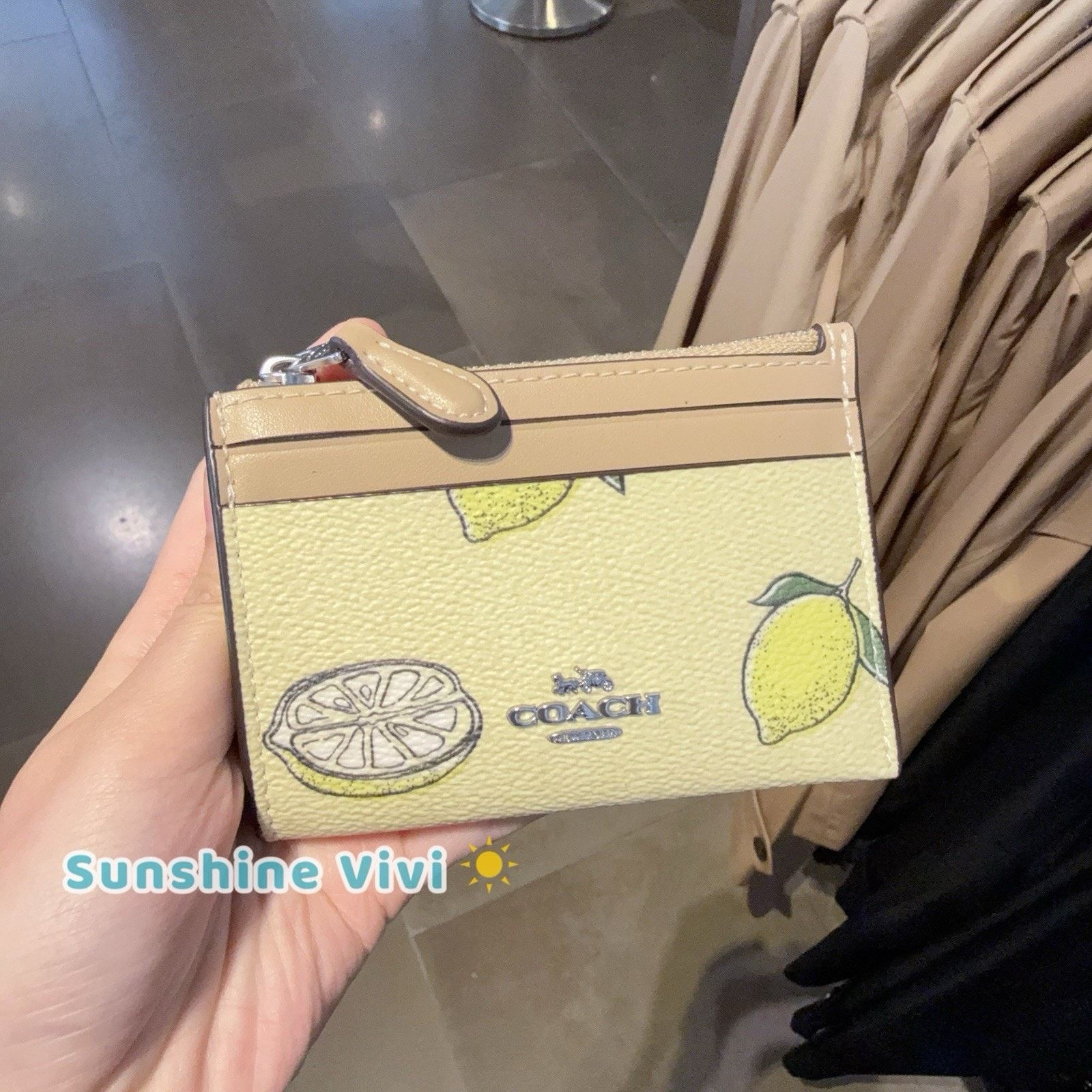 NWT Coach Mini Skinny Id Case Lemon Garden Glade CAR18