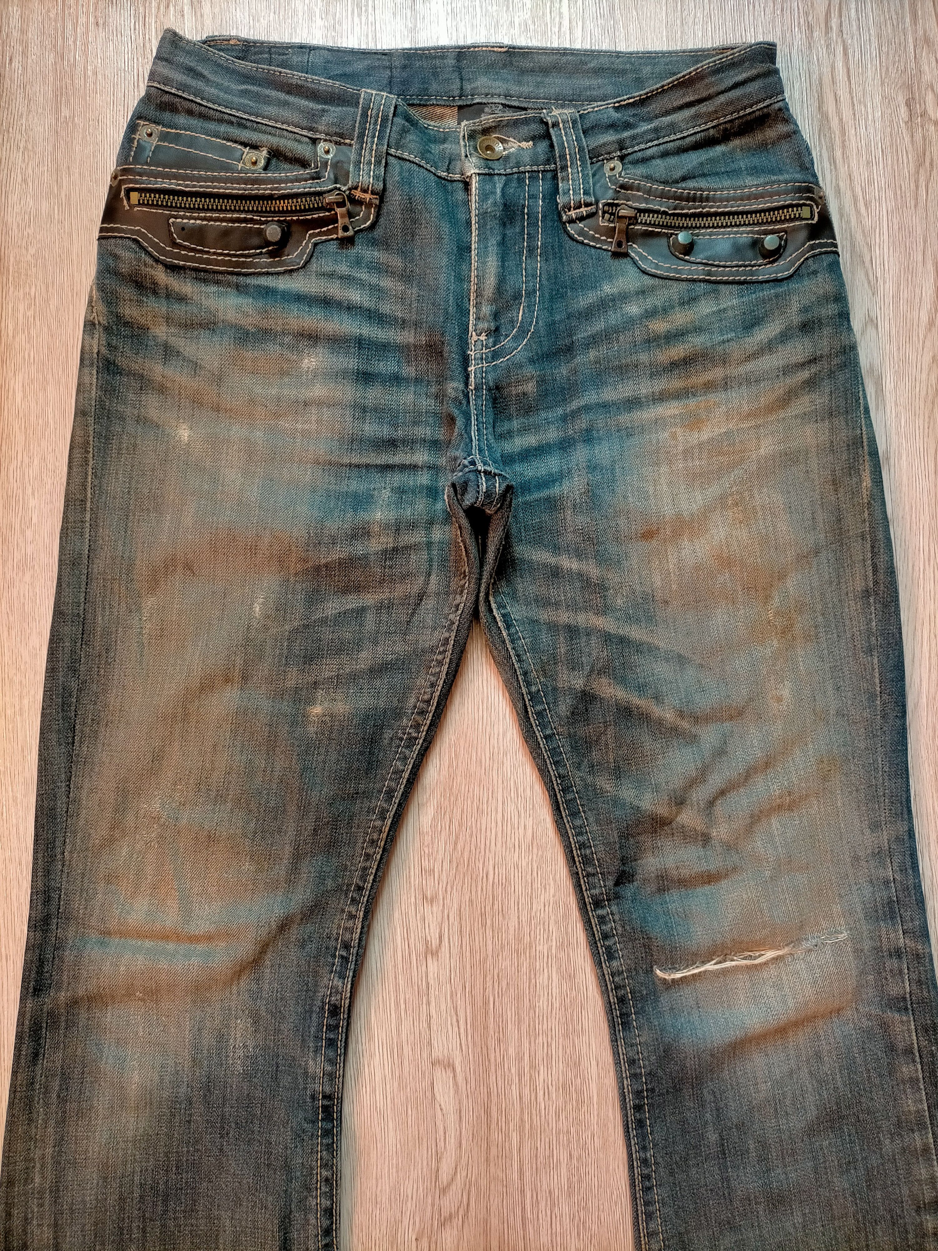 If Six Was Nine × Japanese Brand Flare Jeans Semantic Design Leather pocket Boot cut Denim Size US 31 - 3 Thumbnail