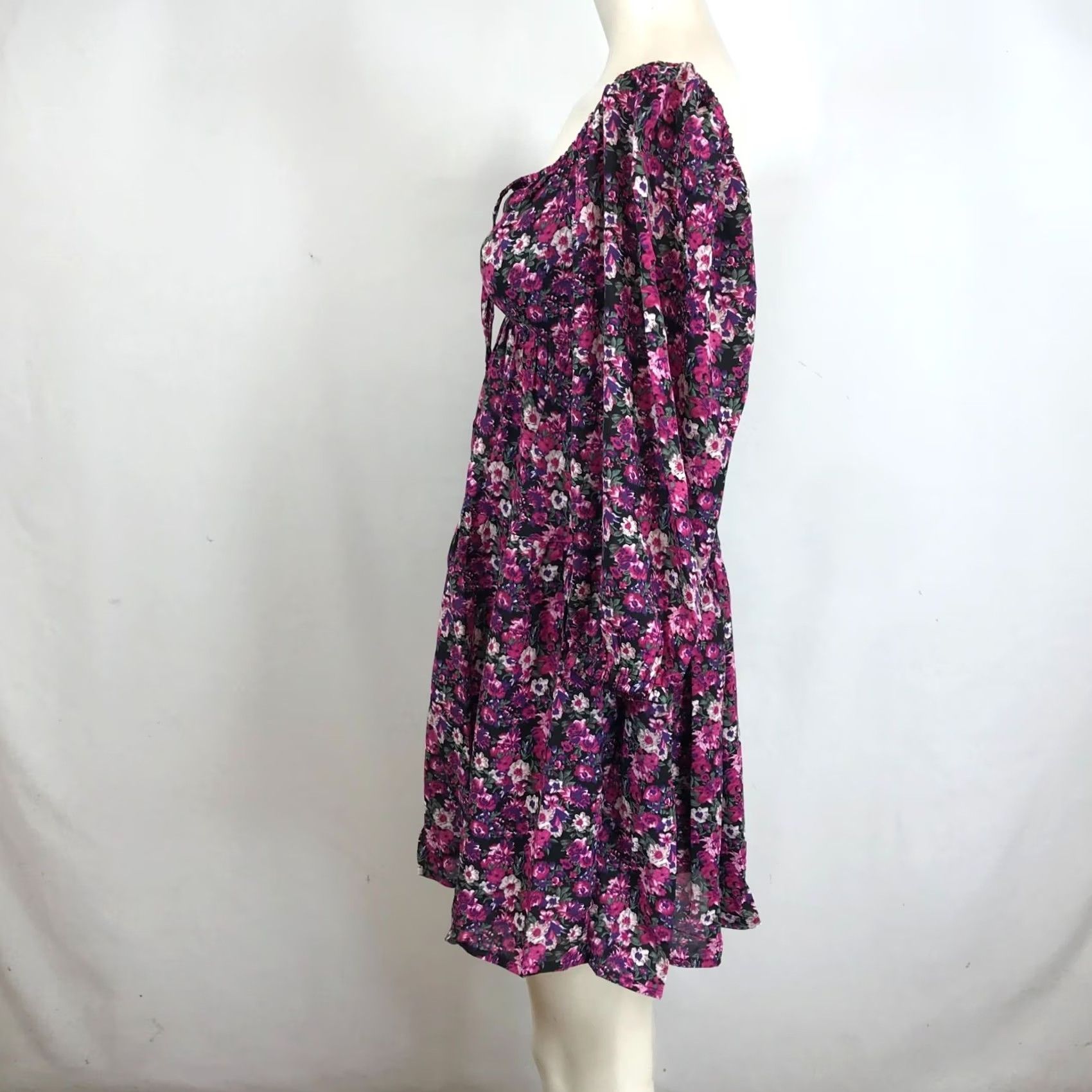 Vintage ENTRO Dress Women's Small Floral Long Sleeve Shift Polyester Ties At Neck Size S / US 4 / IT 40 - 6 Thumbnail