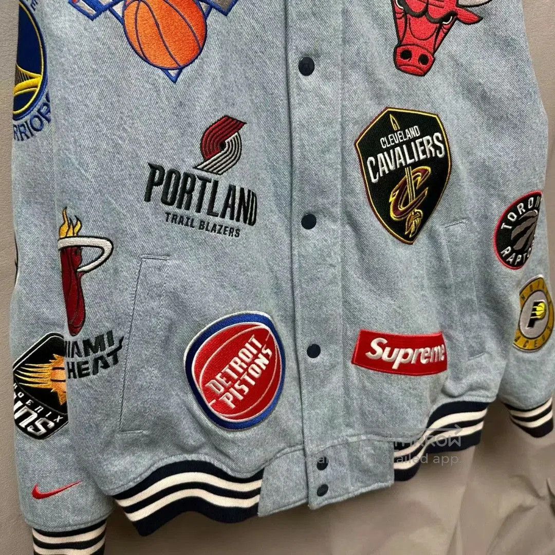 Nike supreme nike nba denim baseball jacket. Size US M / EU 48-50 / 2 - 3 Thumbnail