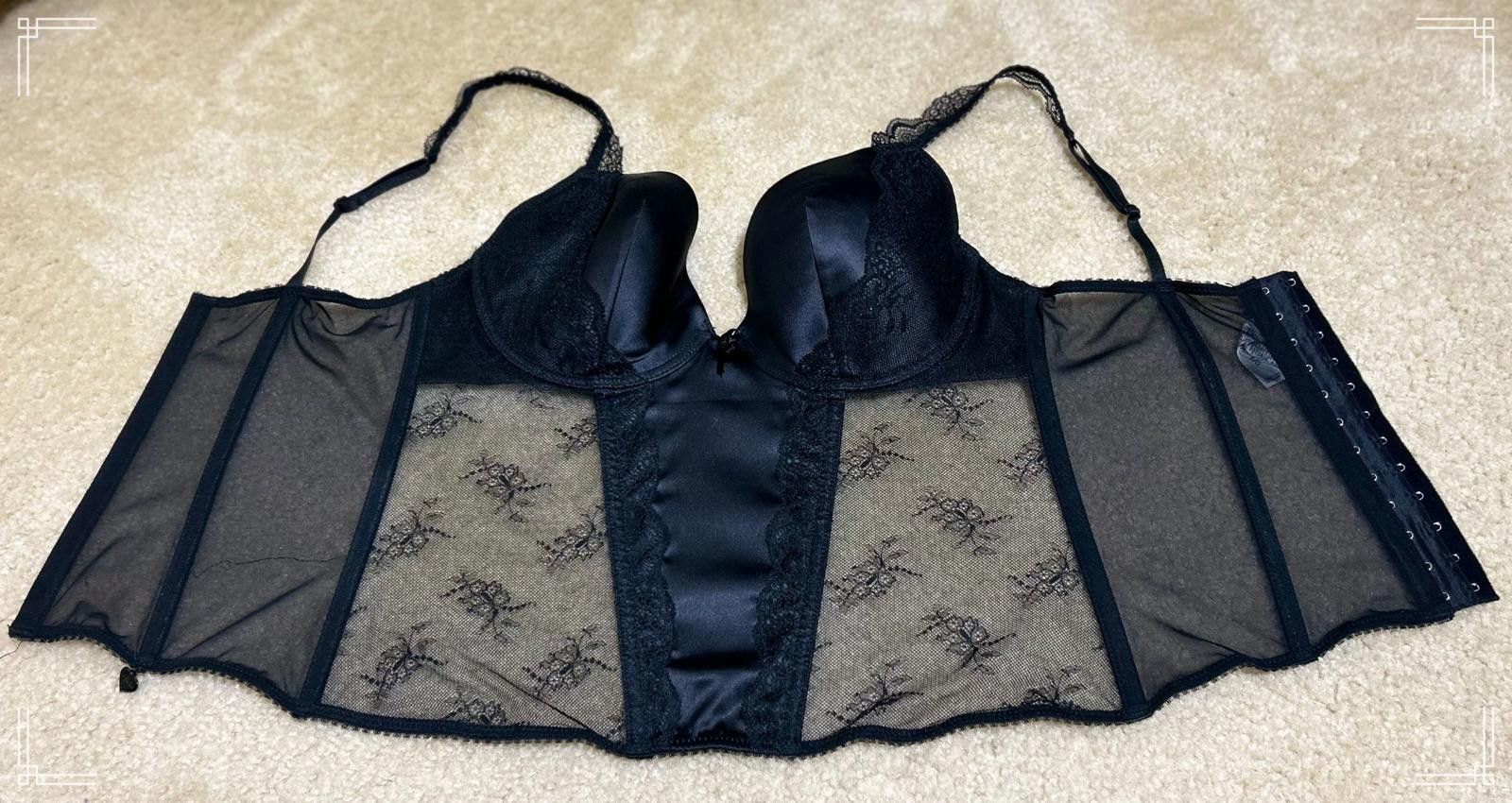 Designer La Senza Black Lace Bustier Top - Size Large Size L / US 10 / IT 46 - 4 Thumbnail