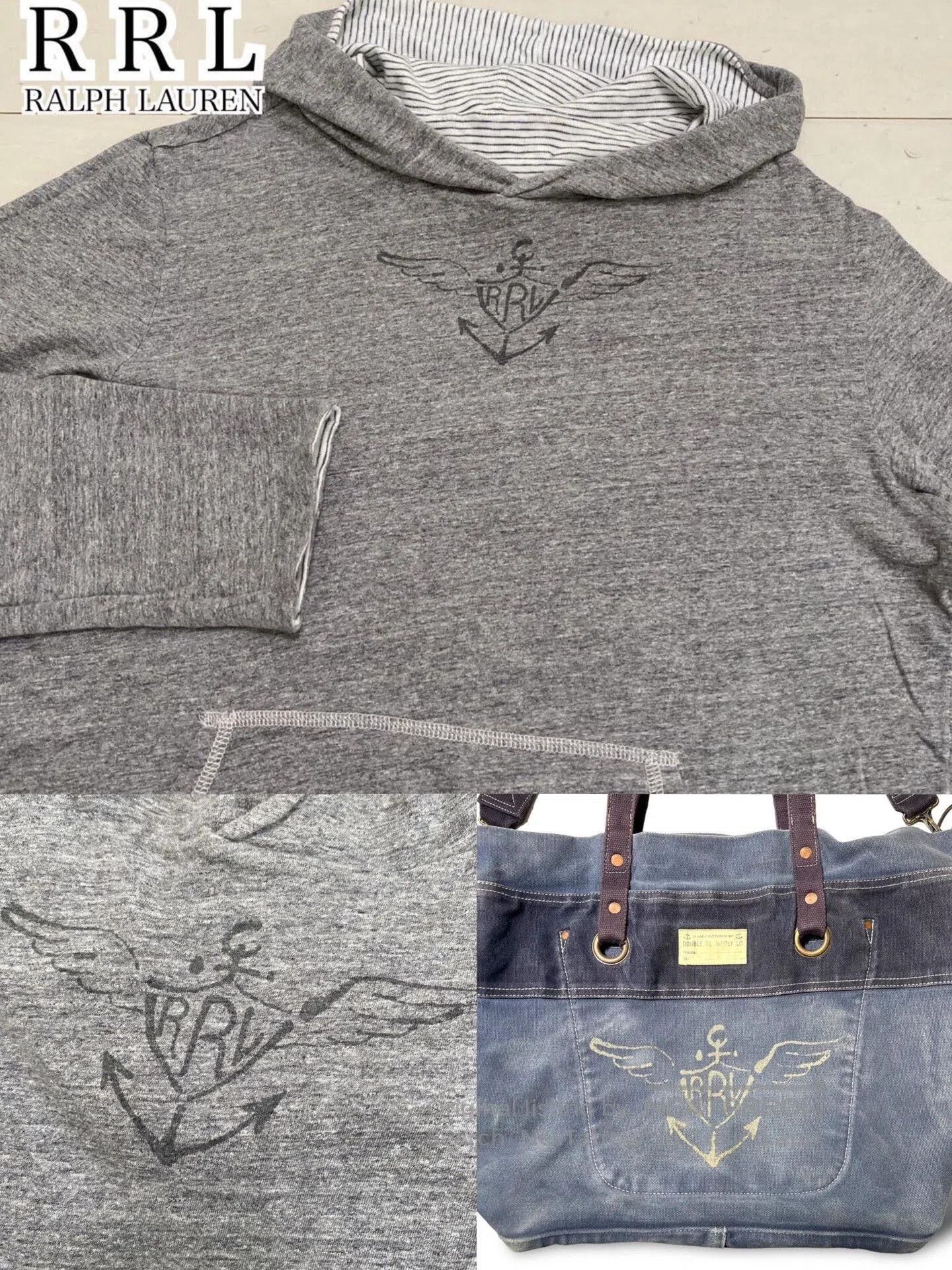 RRL Ralph Lauren US Navy Sailcloth Canvas Tote Bag. Size ONE SIZE - 4 Thumbnail