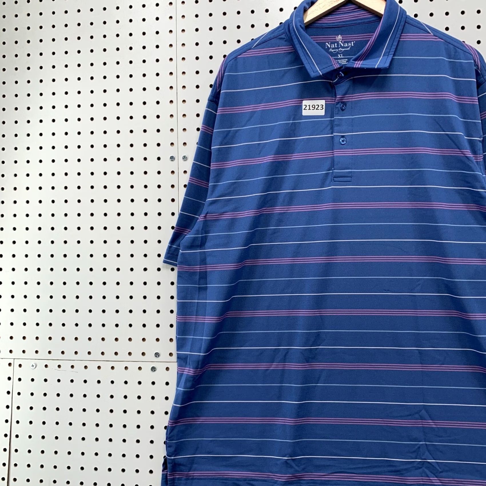 Nat Nast Nat Nast Luxury Originals Polo Shirt Blue Pink Striped MEns XL 25.5x33 Size US XL / EU 56 / 4 - 3 Thumbnail