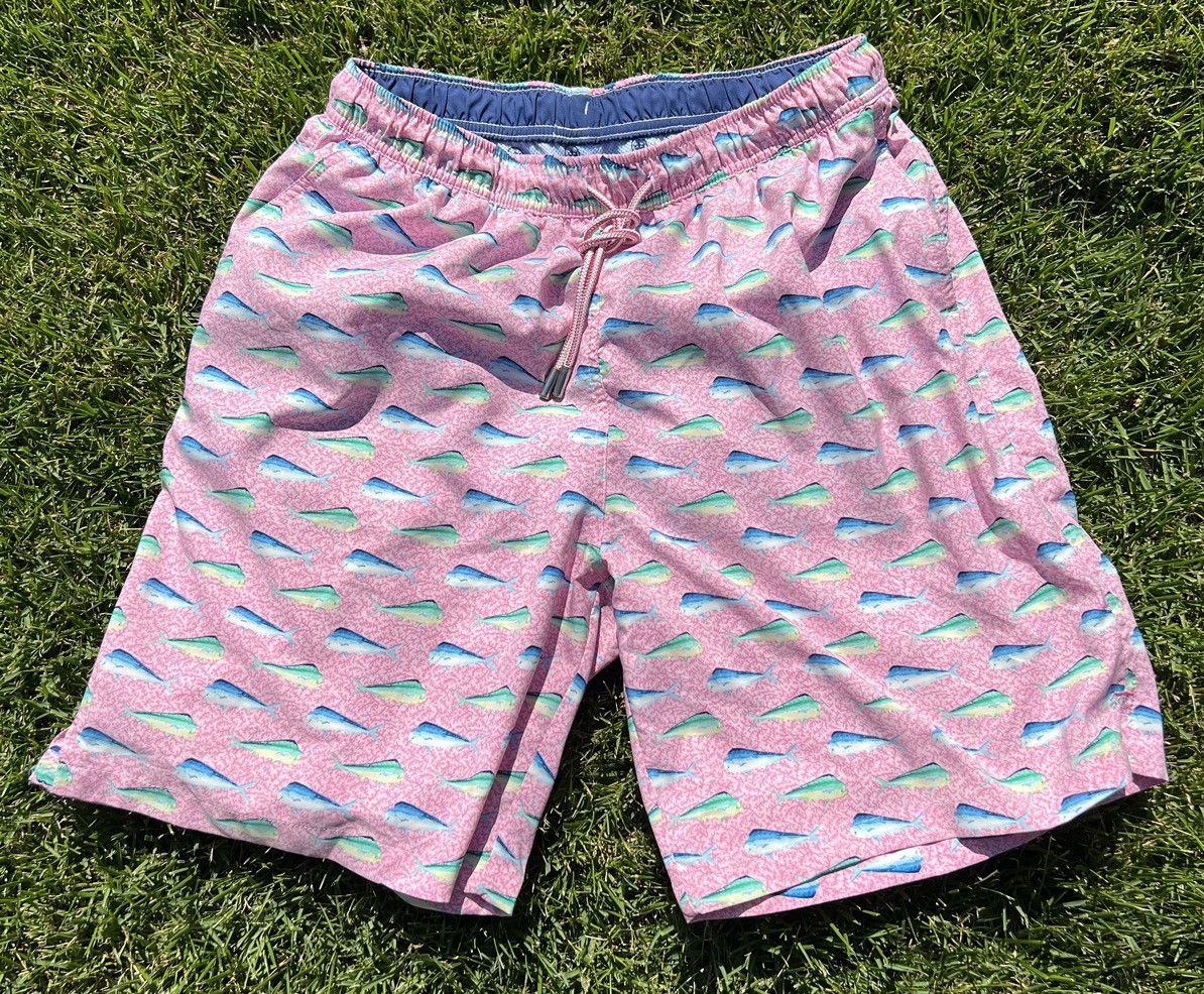 Peter Millar Pink Seaside swim trunks L