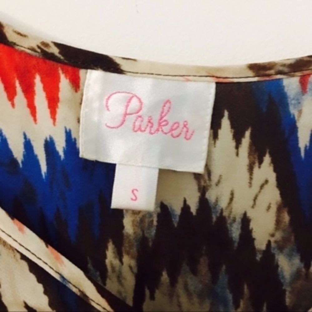 Parker Parker 100% Silk Multicolor Abstract Blouse Elastic Waist Ki Size S / US 4 / IT 40 - 3 Thumbnail