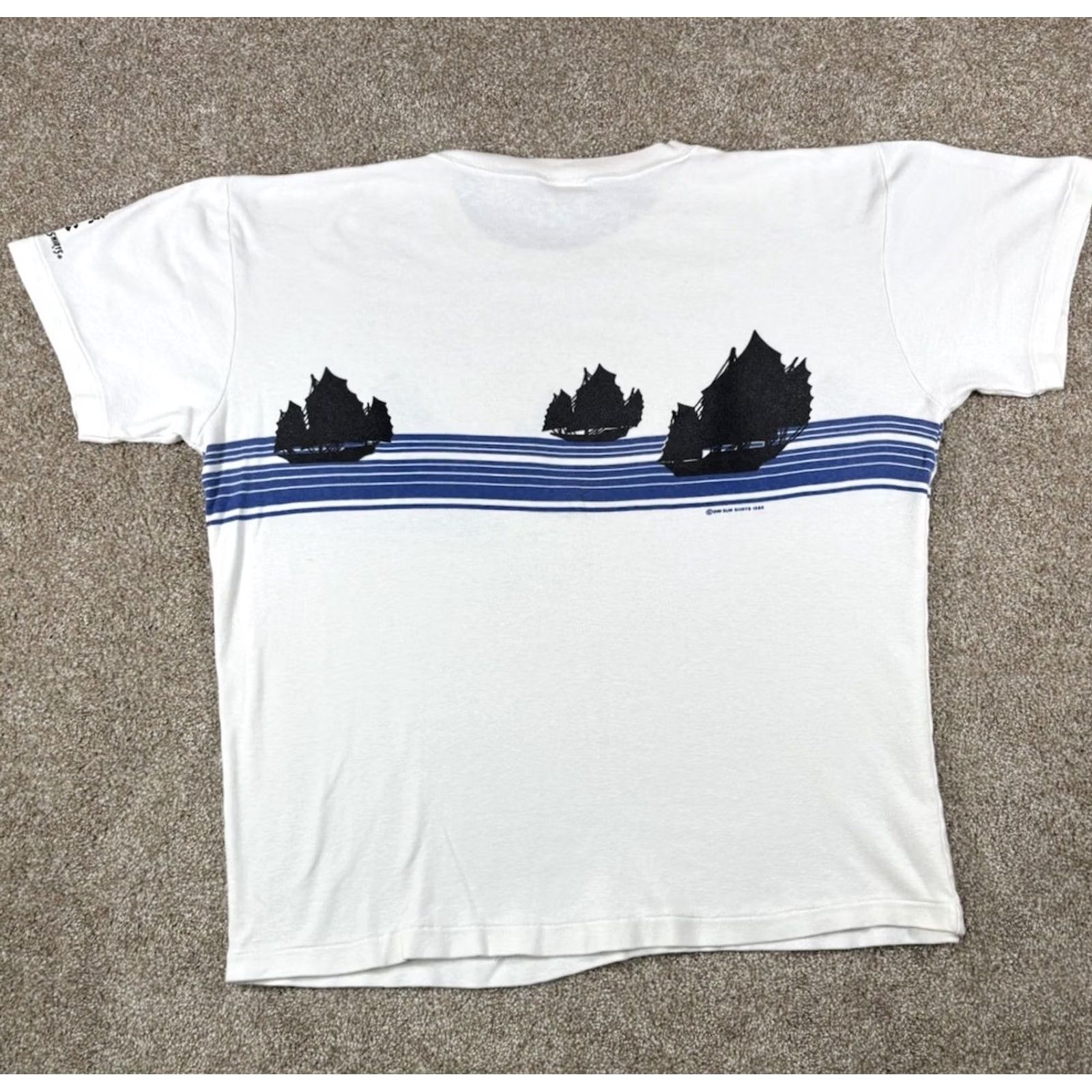 Vintage VINTAGE Dim Sum T-Shirt Mens L White 90s Stitch AOP Tee Short Sleeve Round Neck Gross Stitch Single Stitch Pattern Solid 90s Retro Hong Kong Mens Size US L / EU 52-54 / 3 - 6 Thumbnail