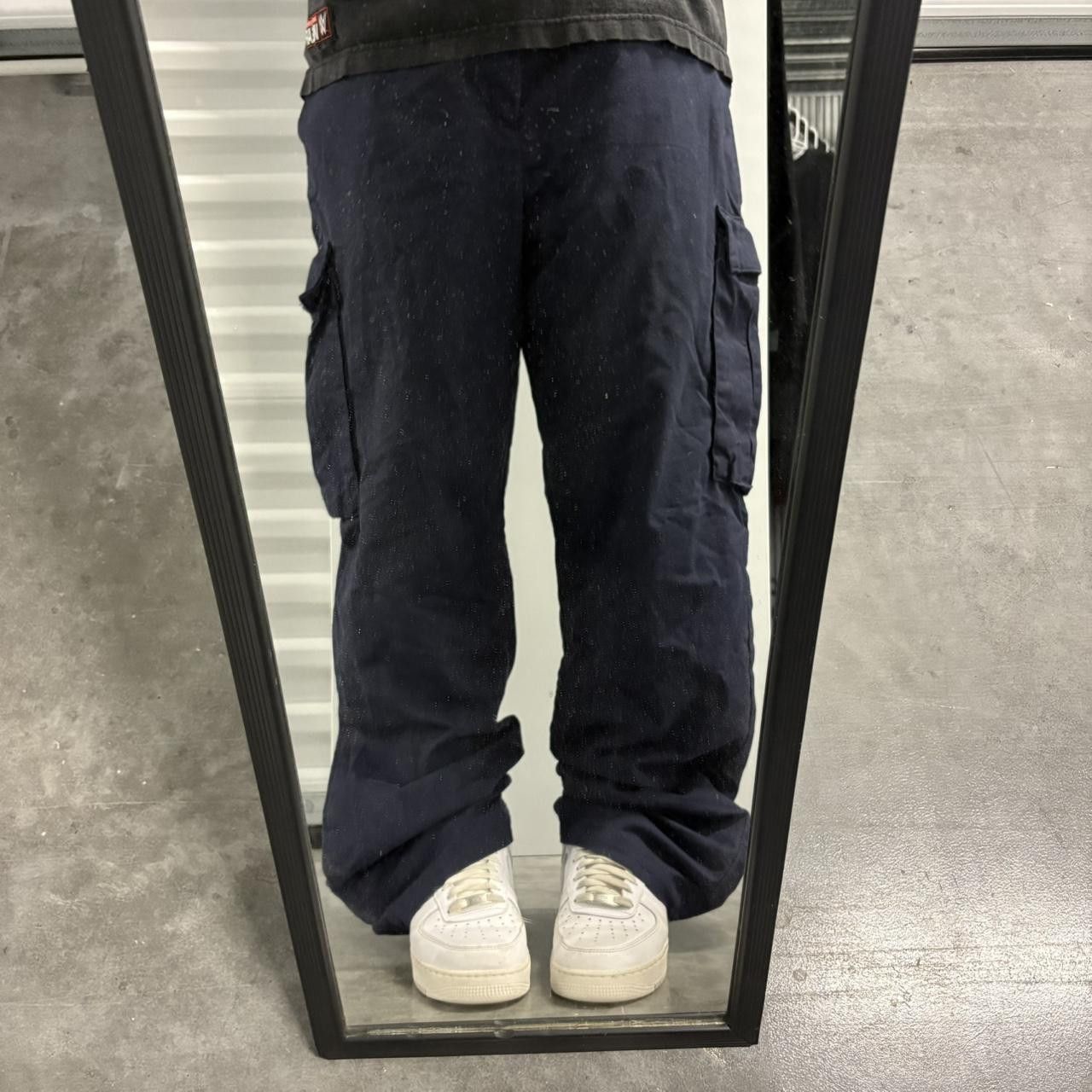 Japanese Brand × Vintage Crazy Vintage Y2K/2000s Baggy Navy Blue Workwear Style Cargo Pants! Size US 38 / EU 54 - 1 Thumbnail