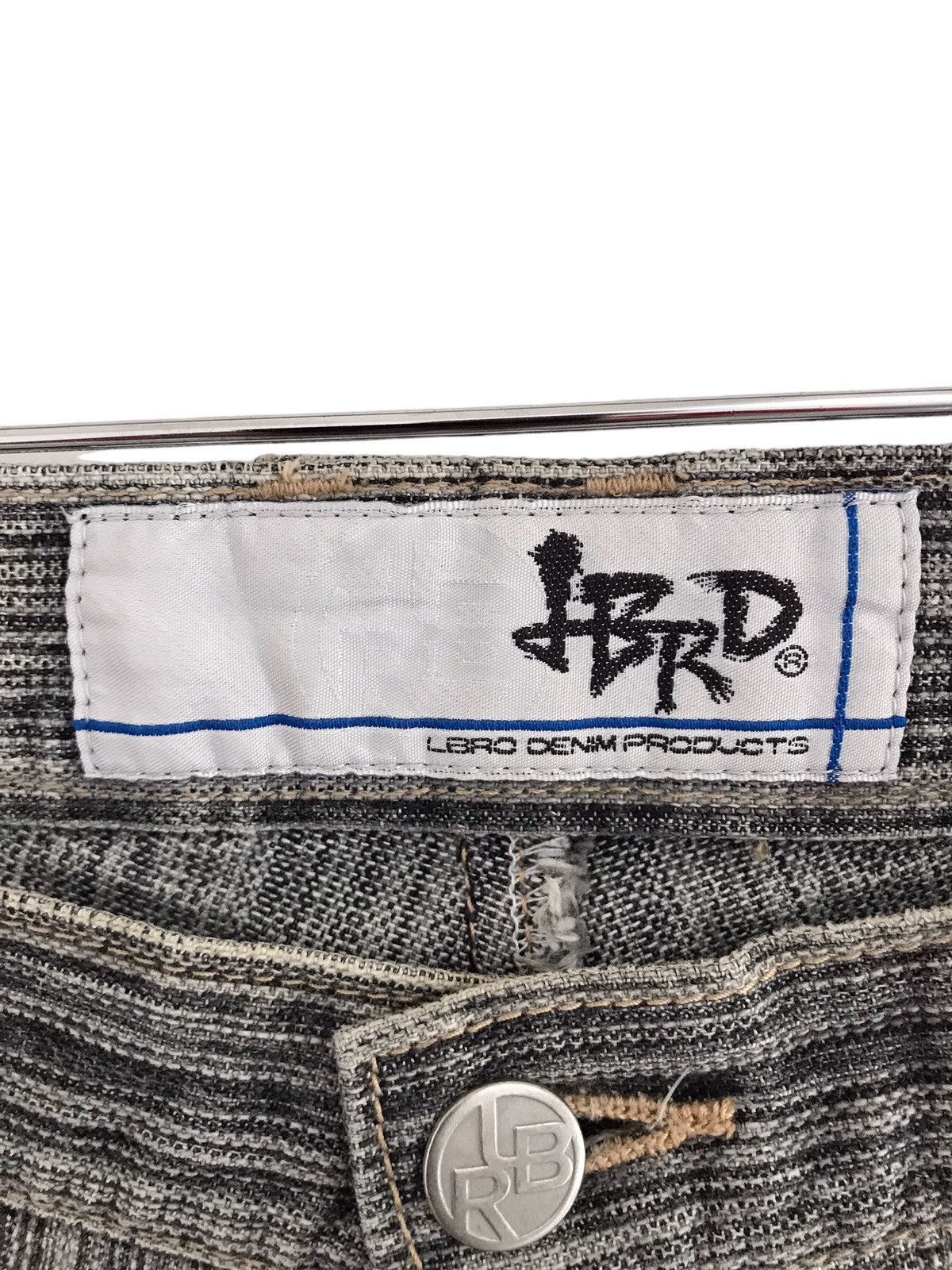 Japanese Brand LBRO Denim Products Japan Asymmetrical Striped Baggy Jeans Size US 30 / EU 46 - 8 Thumbnail