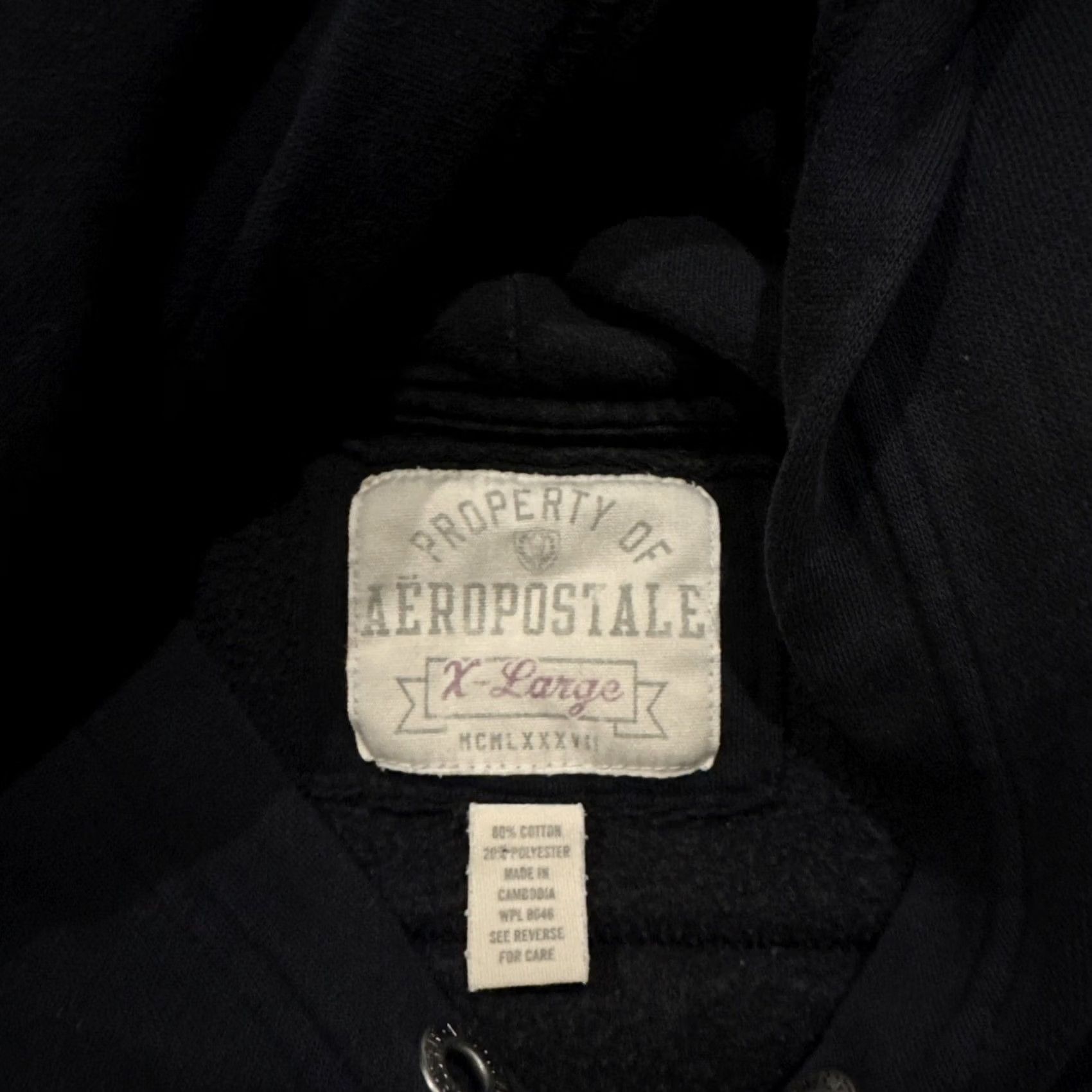 Aeropostale VINTAGE Aeropostale Hoodie Men’s Size XL Black Long Sleeve HOLE Graphic Center Size US XL / EU 56 / 4 - 5 Thumbnail