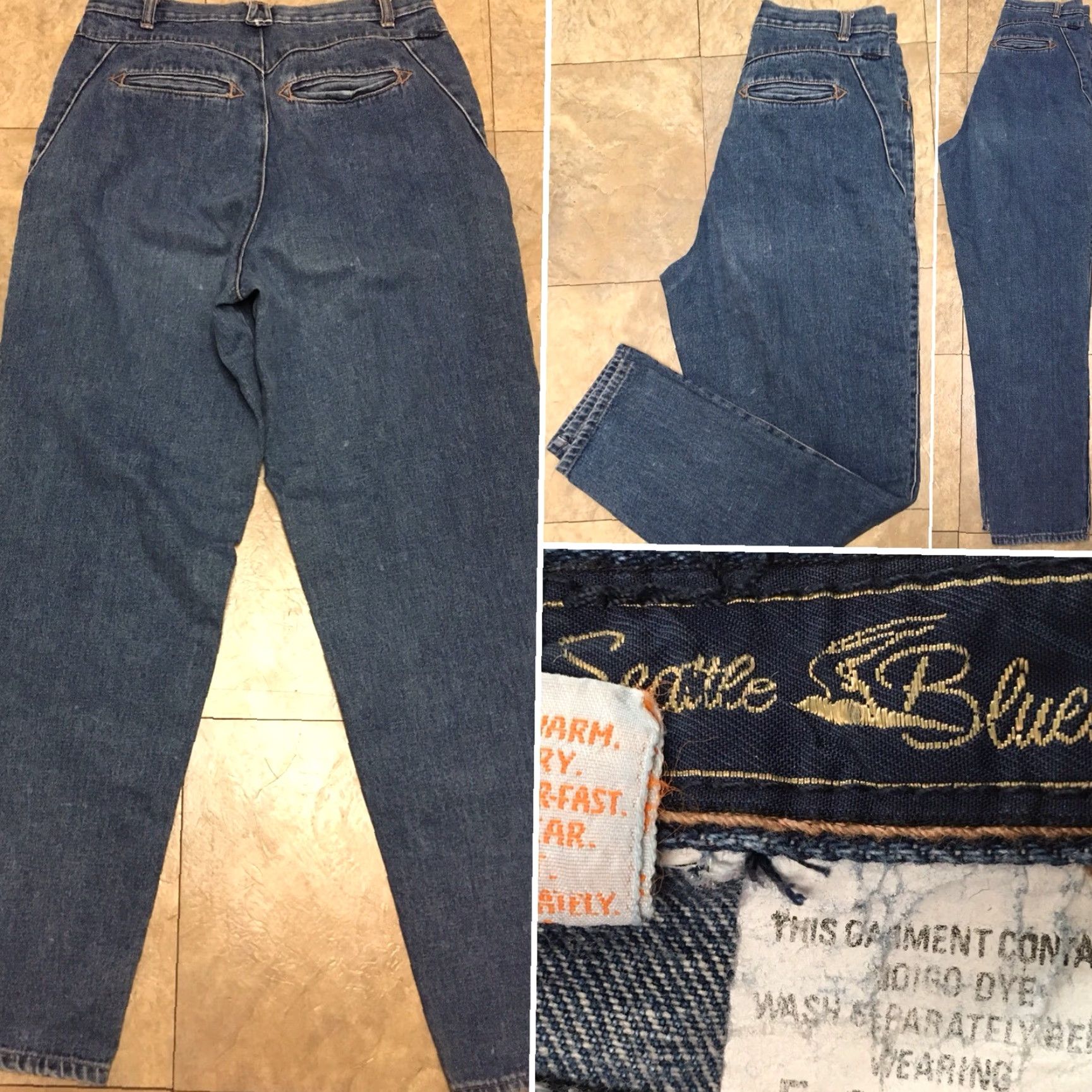 Vintage VINTAGE Seattle Blues Jeans High Waist 80s Tapered Leg Jeans, Size 15, 30.5 in Waist, 31.5 in Inseam, Blue, Denim, Juniors, Casual, Mens Girls Womens Size 36" / US 14 / IT 50 - 3 Thumbnail