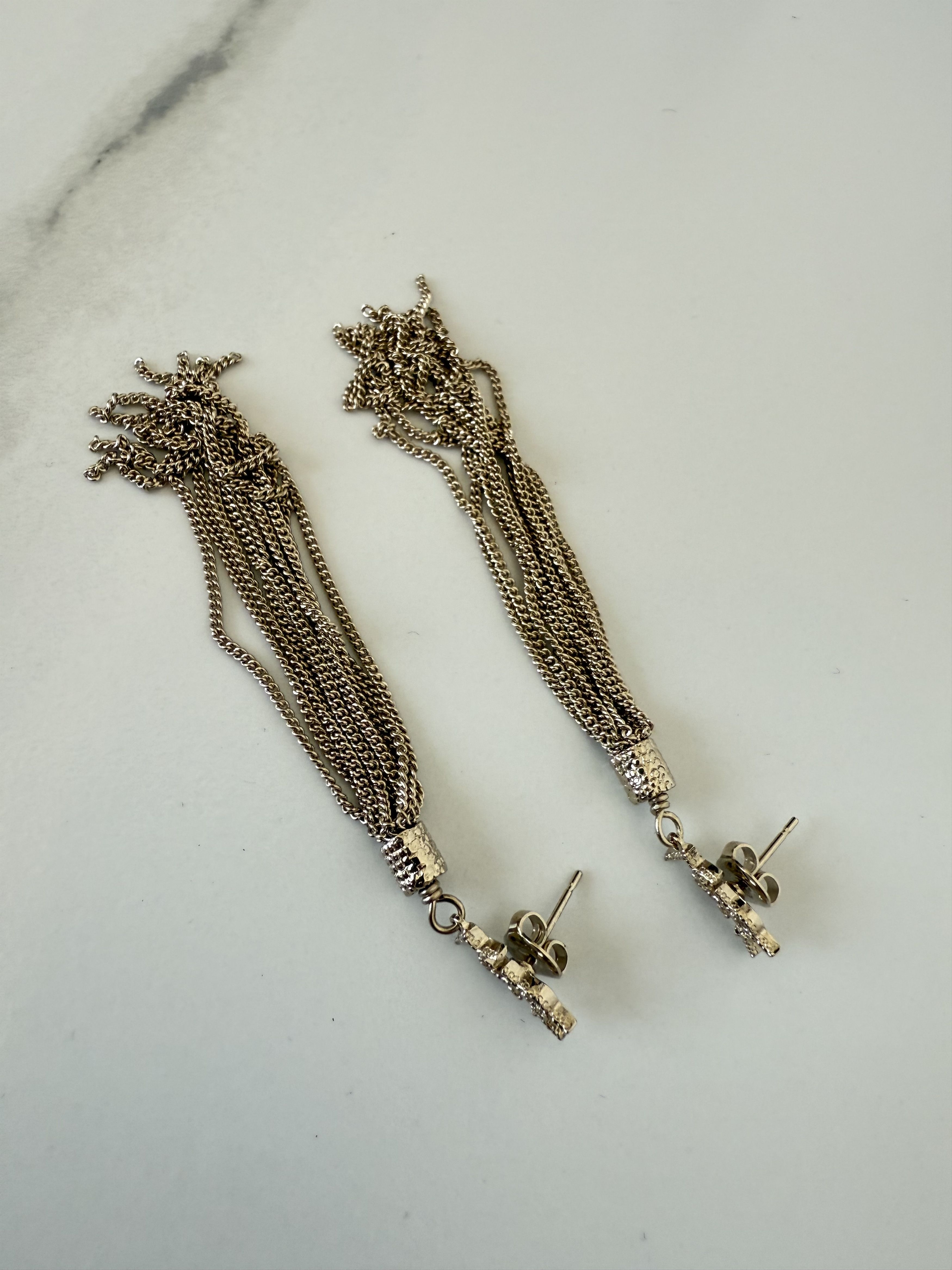Saint Laurent Paris Saint Laurent Loulou Earrings with Tassels in Light Gold Size ONE SIZE - 5 Thumbnail