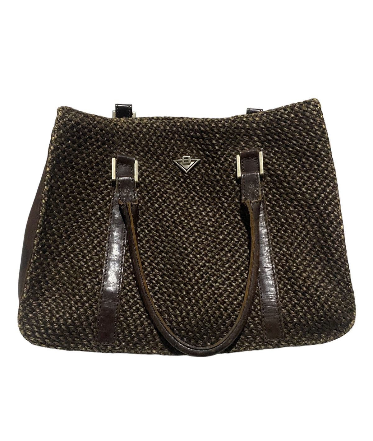 🇮🇹 Vtg Bottega Veneta Woven Madras Intrecciato + Side Leather