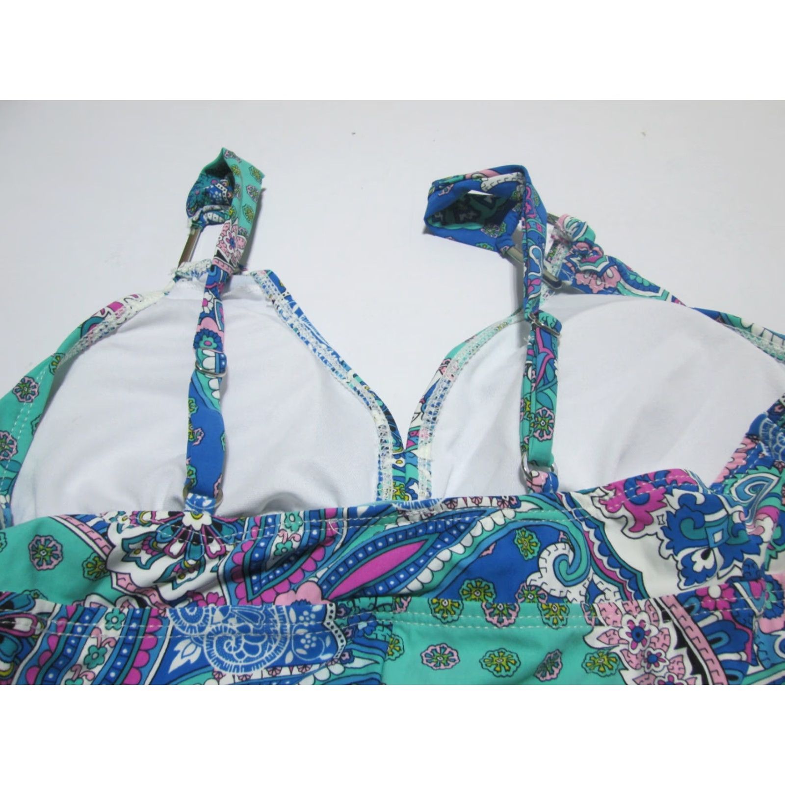 Spanx Spanx Womens One Piece Swimsuit Teal Lined Floral Wide Strap M Size ONE SIZE - 5 Thumbnail