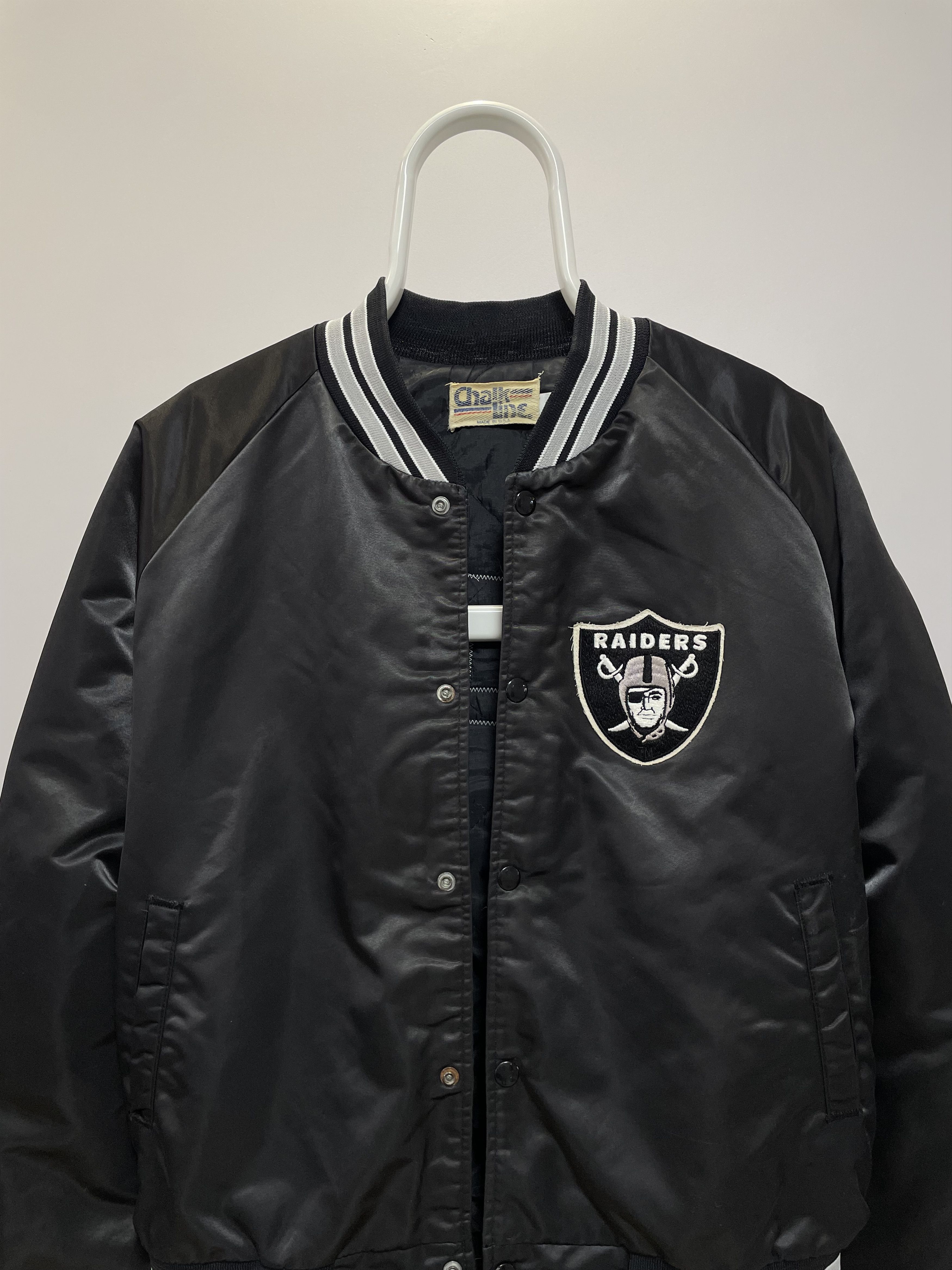 NFL RAIDERS Chalk Line NFL Vintage Bomber Satin Jacket 80s Rare Size US L / EU 52-54 / 3 - 6 Thumbnail