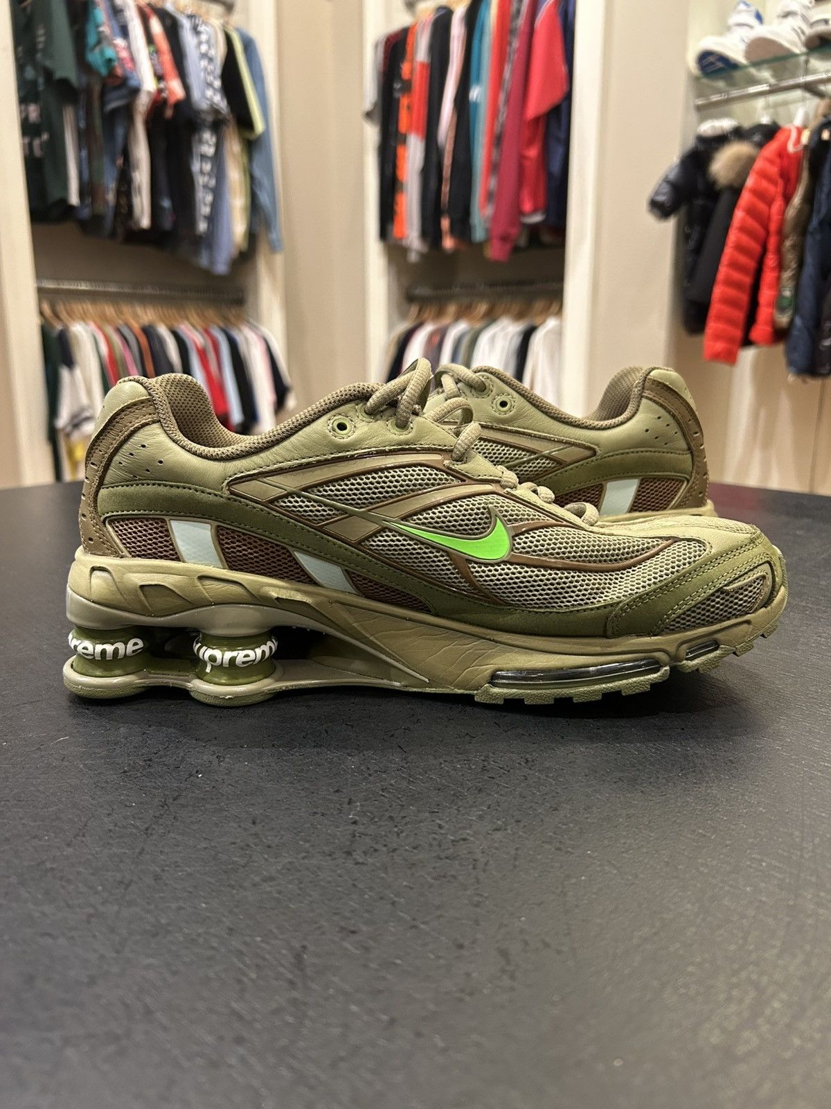 Nike × Supreme Nike X Supreme Shox Ride 2 SP ‘Olive’ Size US 8.5 / EU 41-42 - 4 Thumbnail