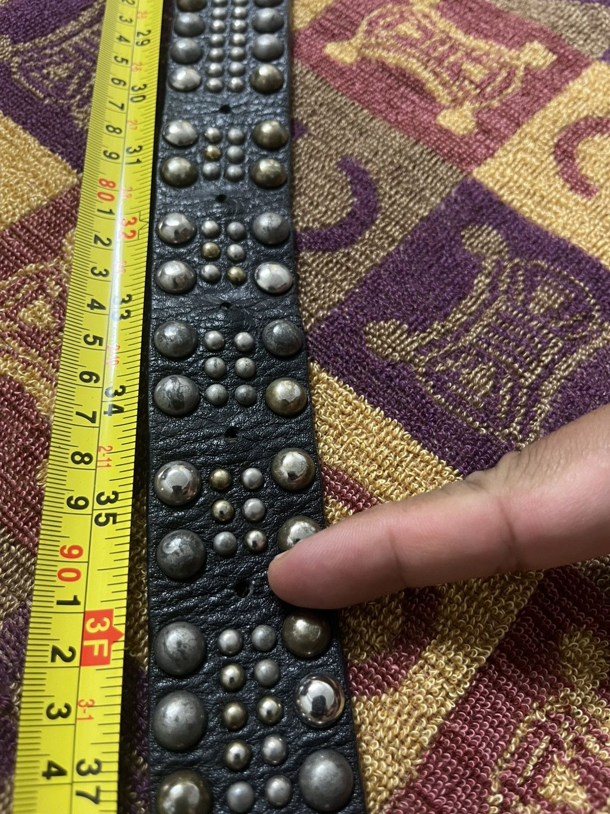 Handmade Studded Belt Fully Leather Inpired BB.Simon Size 34 - 8 Thumbnail