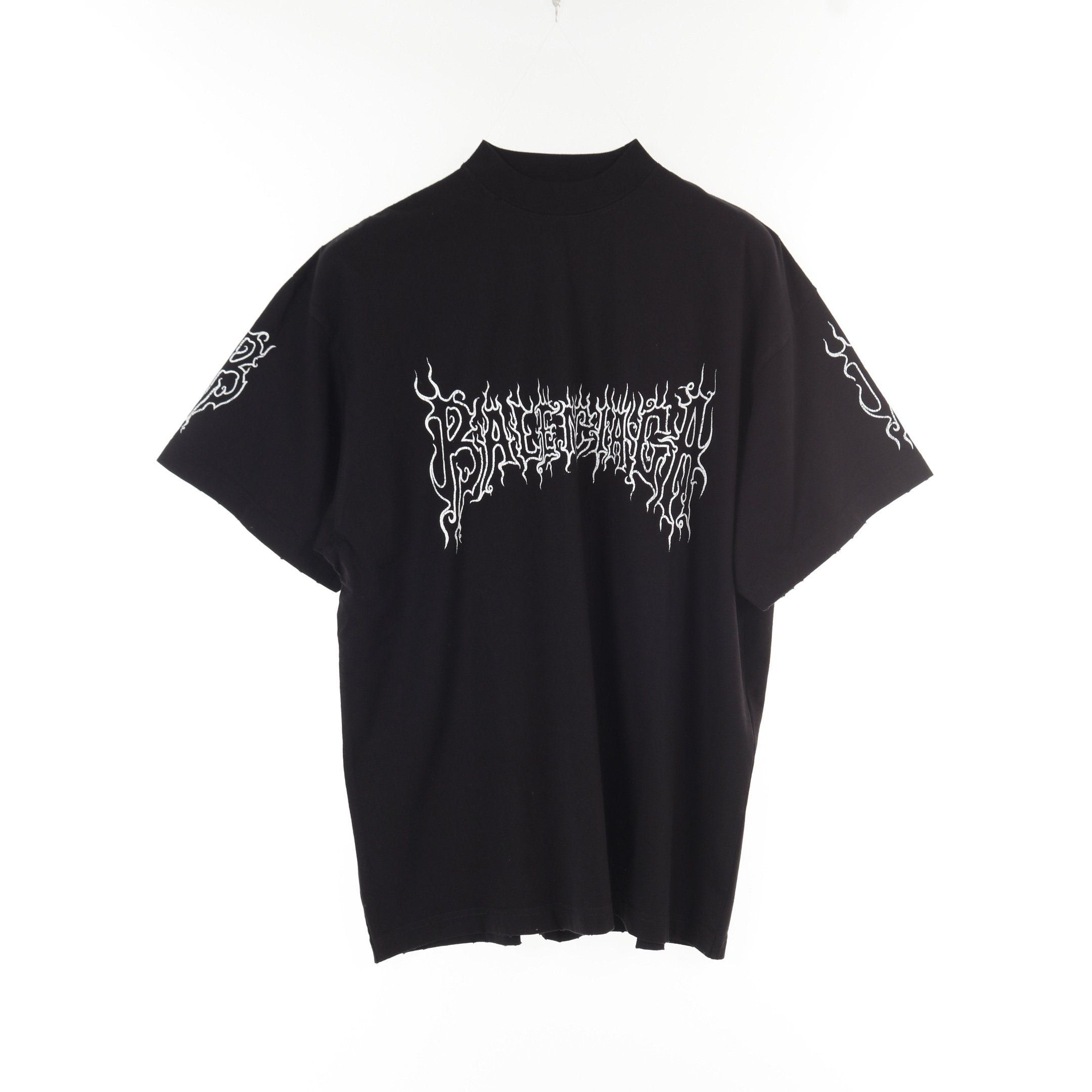 Balenciaga Balenciaga Metal Logo T-Shirt Cotton Black Damage