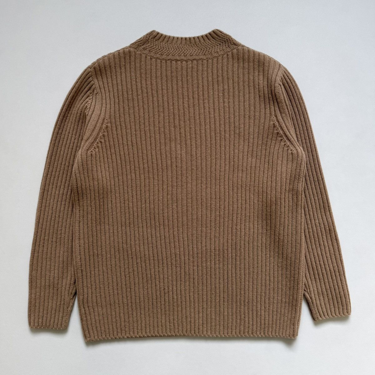 Dries Van Noten Camel Ribbed Knit Boxy Wool Sweater Size US M / EU 48-50 / 2 - 12 Thumbnail