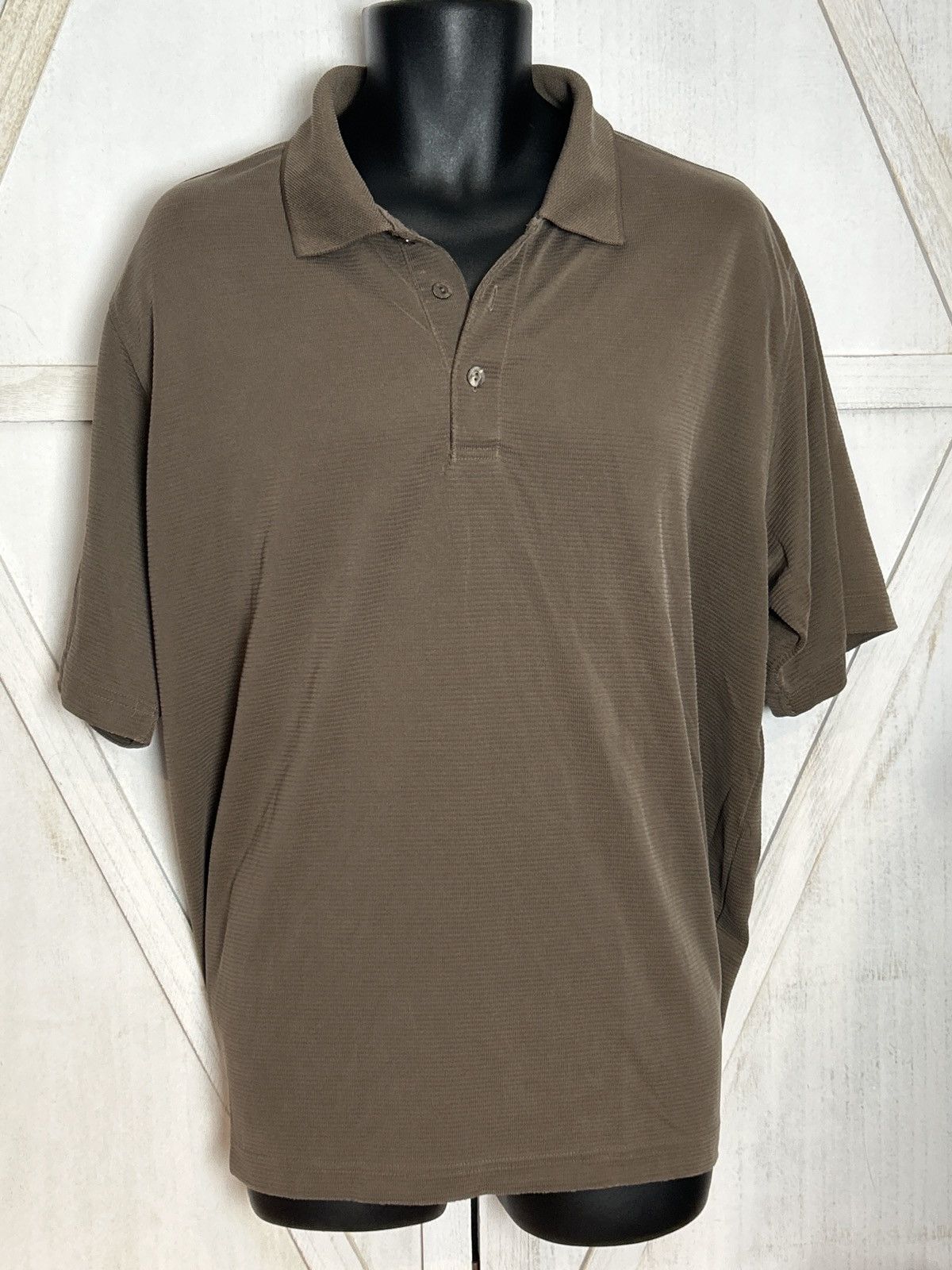 BUGATCHI Bugatchi Uomo Men’s Polo Shirt Size L Brown Taupe Textured Size US L / EU 52-54 / 3 - 1 Thumbnail