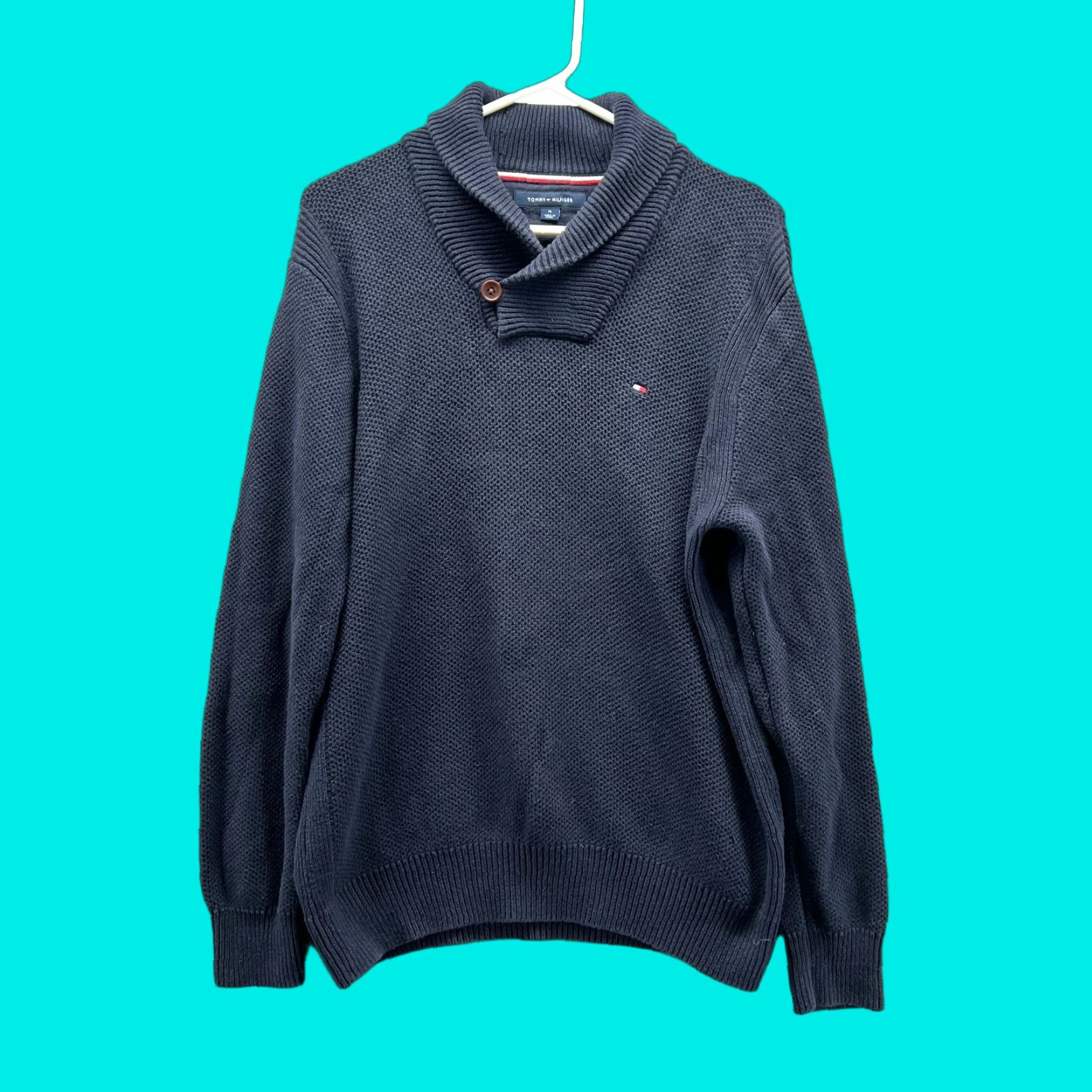 Tommy Hilfiger VINTAGE Tommy Hilfiger Sweater Men MEDIUM Blue Fleece Pullover Cowl Knit Taslg? Size US M / EU 48-50 / 2 - 1 Thumbnail