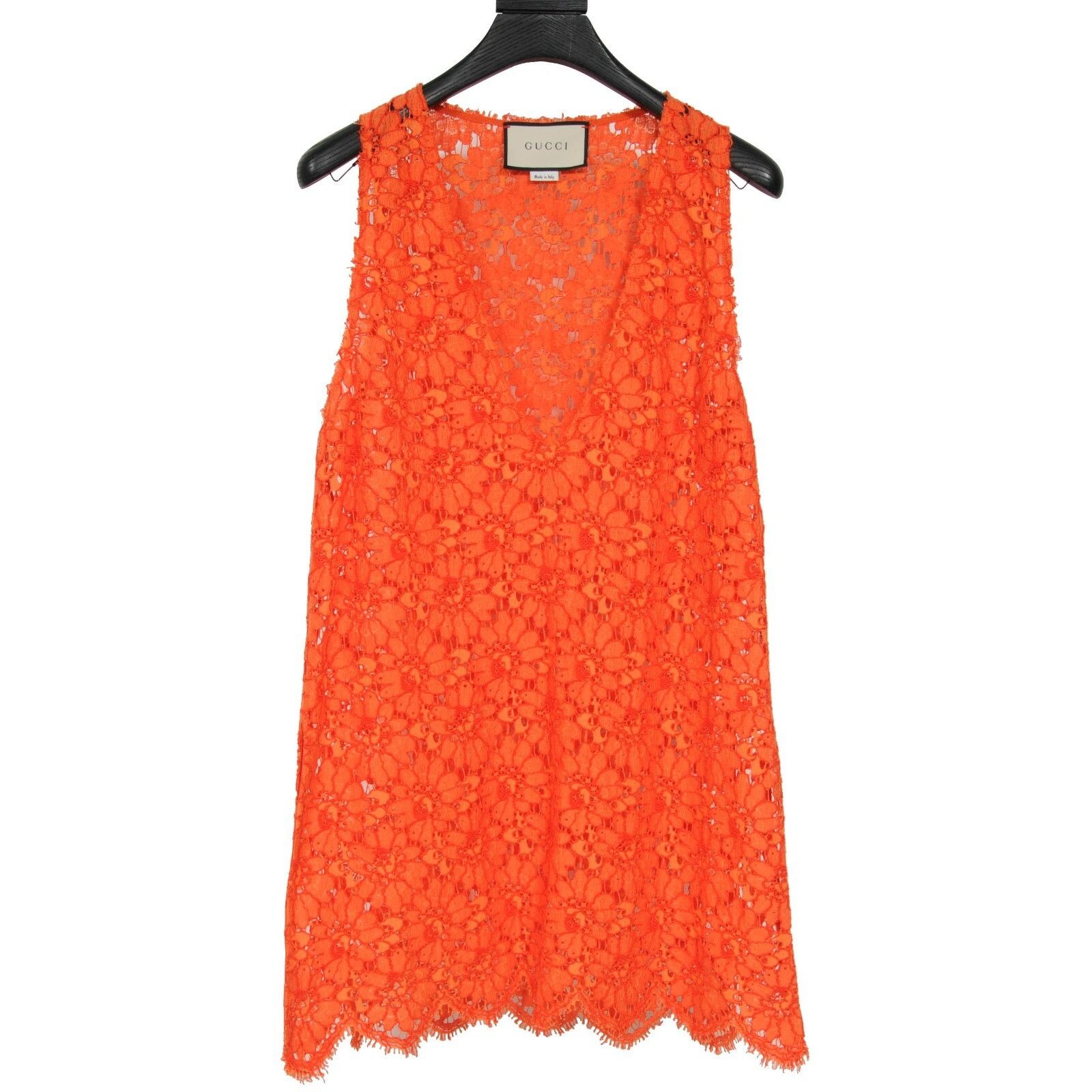 Gucci Orange Floral Embroidered Lace Sleeveless Blouse Size M / US 6-8 / IT 42-44 - 1 Thumbnail