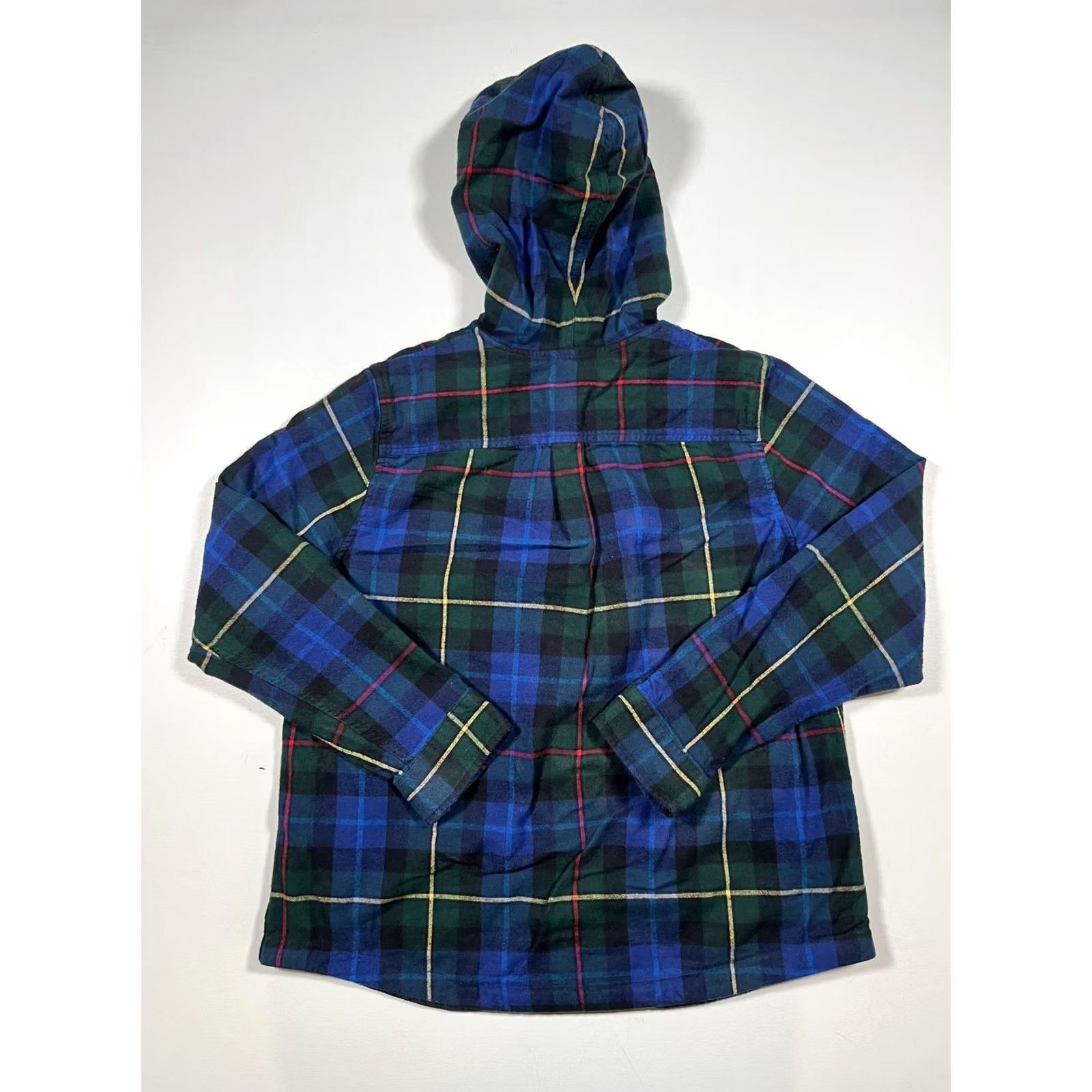 Vintage L.L.Bean Jacket Medium Blue Plaid Flannel Hooded Full Zip Relaxed Fit Shirt Jacket Fleece Pockets Women/Boys? Size US M / EU 48-50 / 2 - 2 Thumbnail
