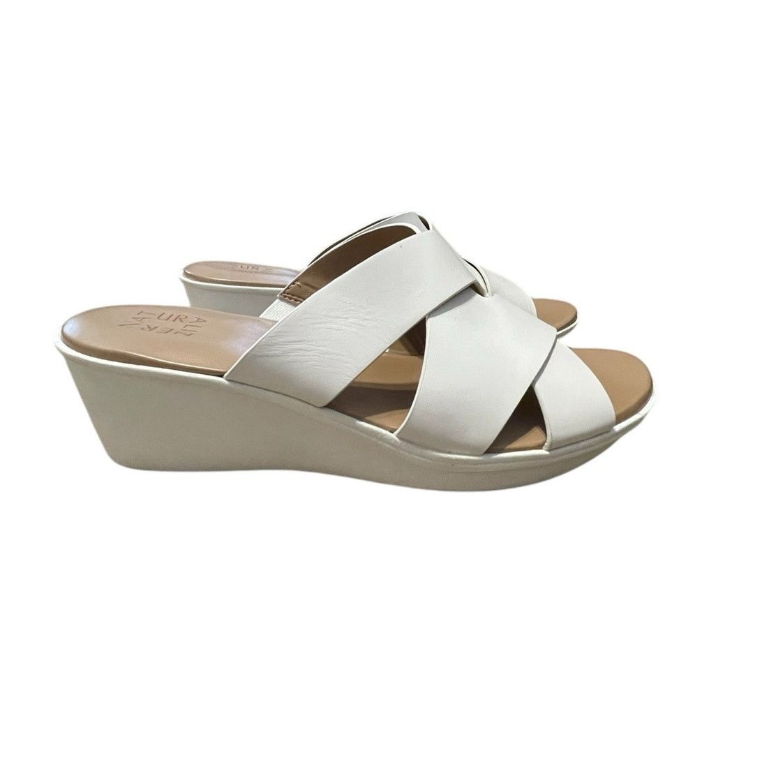 Other Naturalizer Rowena Wedge Leather Sandals Warm White NEW 12 Size US 12 / IT 42 - 1 Thumbnail