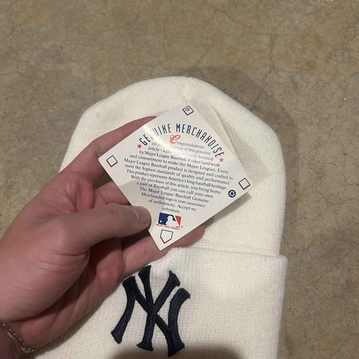 MLB × New York Yankees × Vintage Deadstock Vintage 90s New York Yankees Knit Beanie Size ONE SIZE - 4 Thumbnail