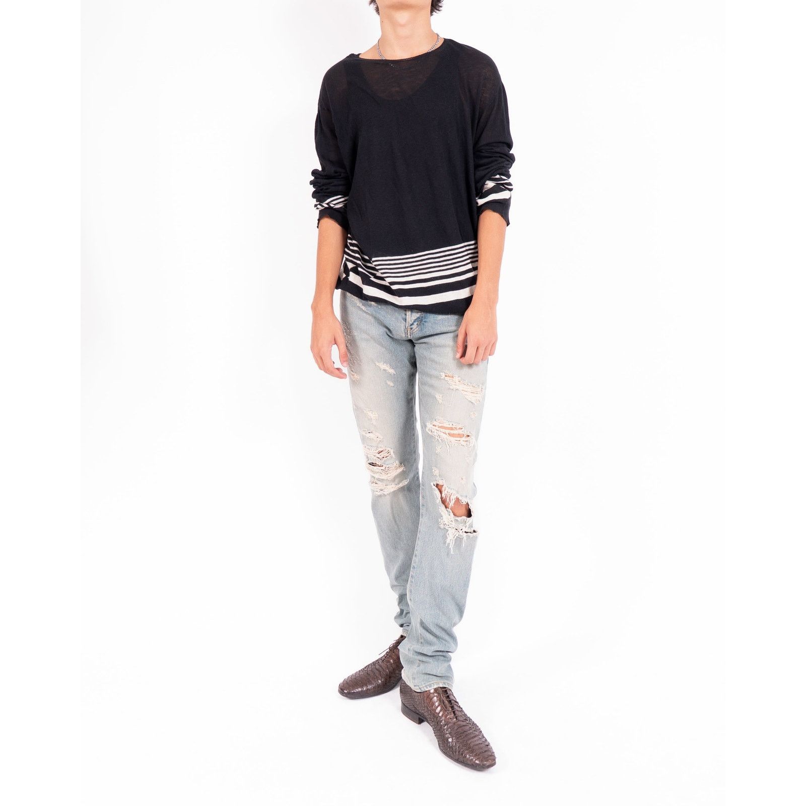 Haider Ackermann SS16 Striped Knit in Black & White Wool Size US M / EU 48-50 / 2 - 8 Thumbnail