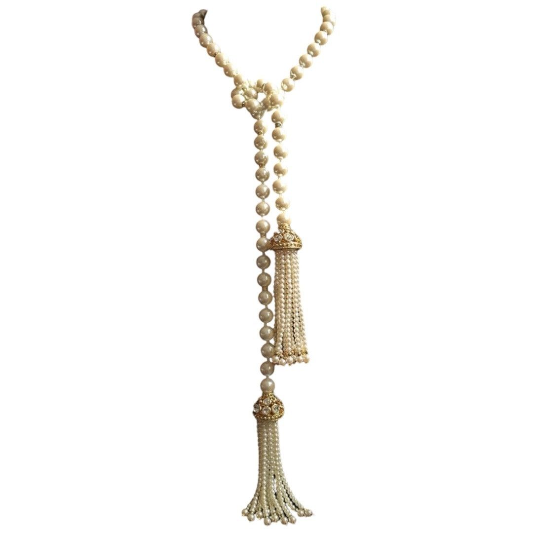 Other Vintage Large Pearl & Rhinestone Lariat Size ONE SIZE - 1 Thumbnail