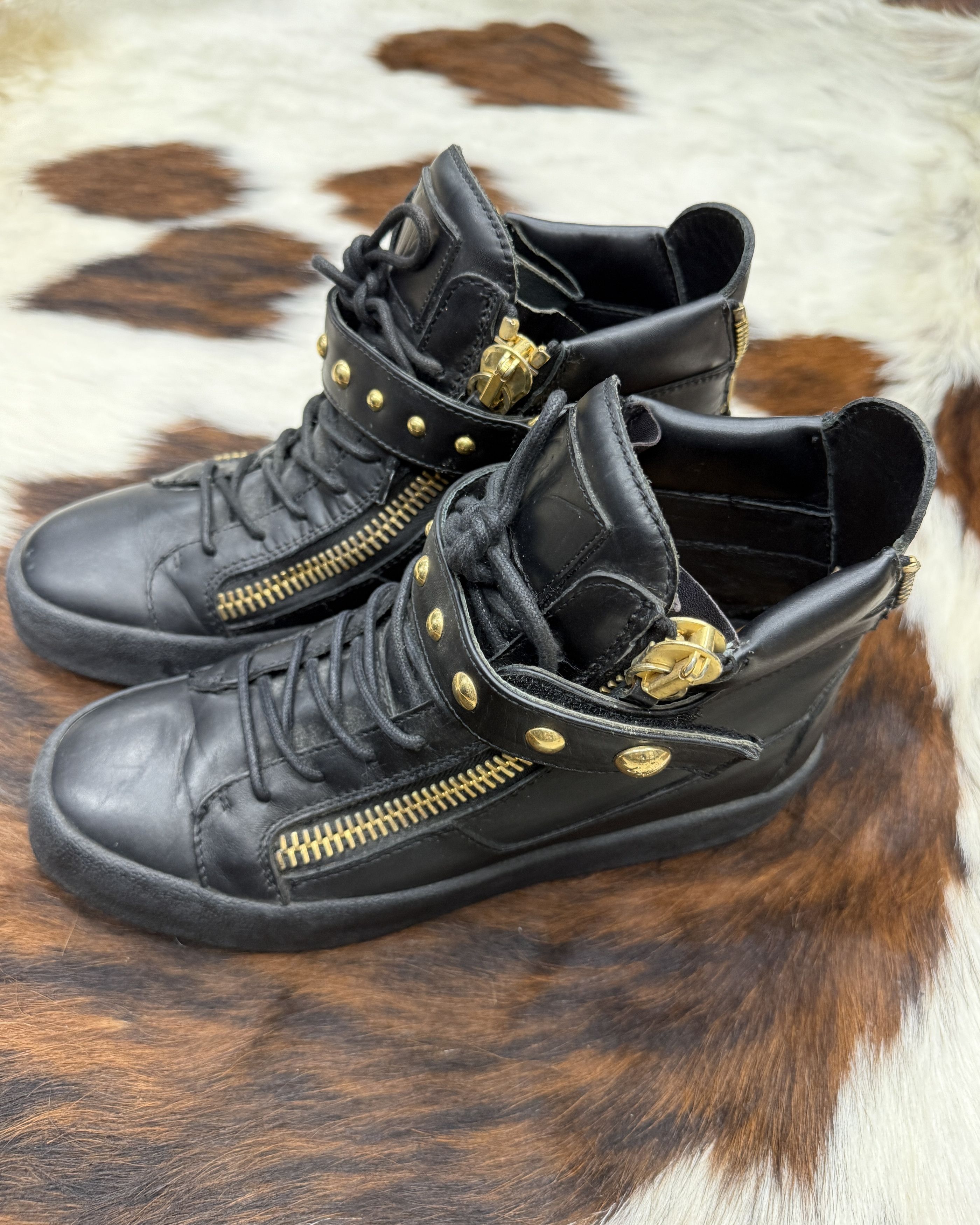 Giuseppe Zanotti High top triple gold wings leather sneakers 