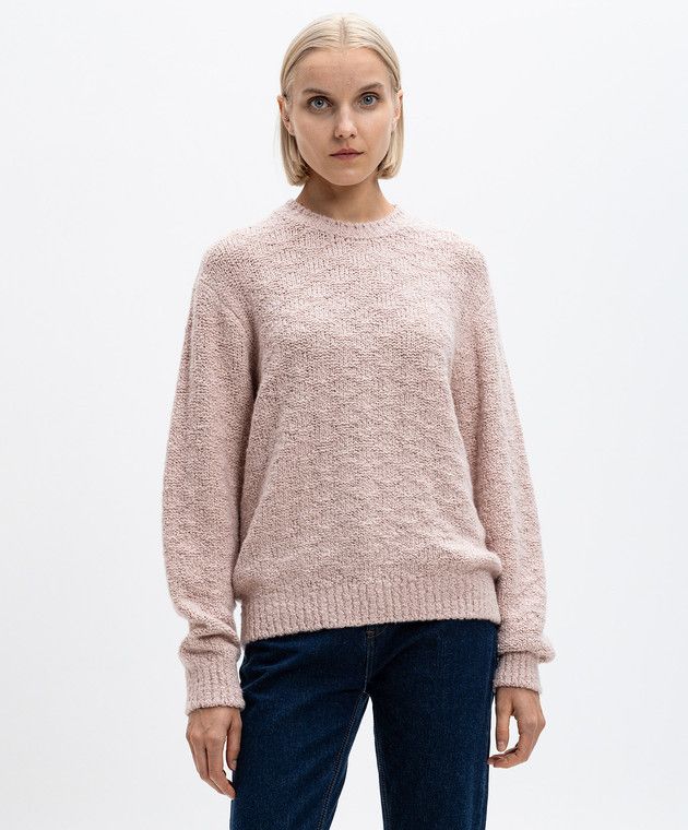Loro Piana o1w1db10825 FAO5750 Folecchio Crewneck Sweater in Pink Size L / US 10 / IT 46 - 3 Thumbnail