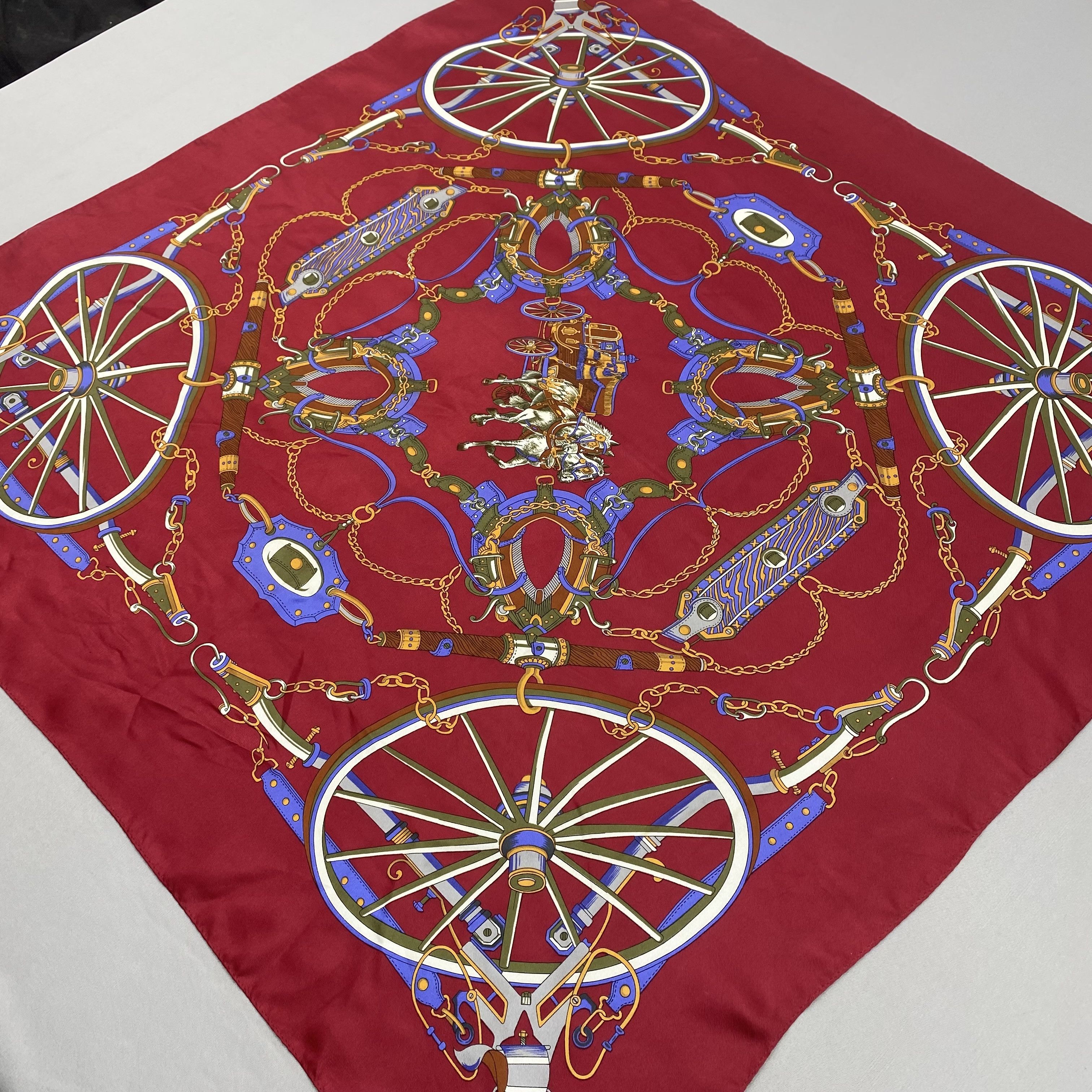 Japanese Brand Vintage Equestrian SILK Scarf Twill Wraps Scarves Size ONE SIZE - 3 Thumbnail