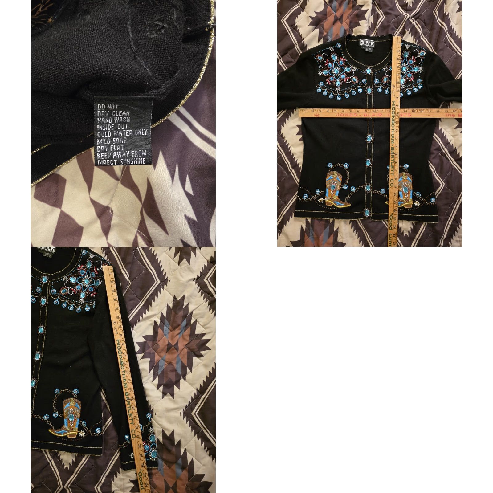 Vintage VINTAGE Berek Takako Sakon Embellished Cardigan Beaded Western Boho Black Small Size S / US 4 / IT 40 - 8 Thumbnail