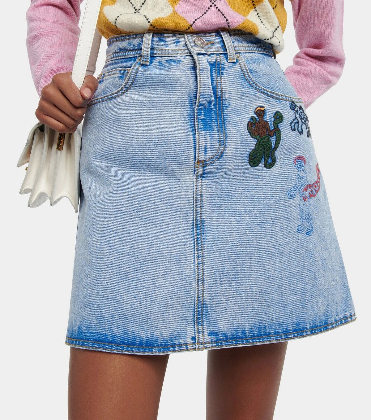Marni o1y1125 Denim Mini Skirt in Blue Size 30" / US 8 / IT 44 - 2 Thumbnail
