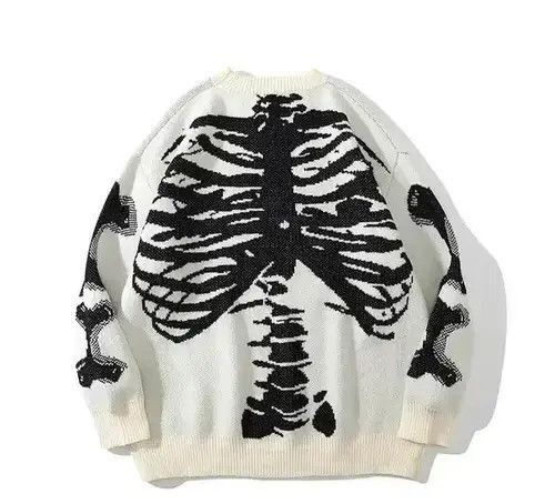 Japanese Brand Oversized Skeleton Bone Printed Knitted Sweaters Size US L / EU 52-54 / 3 - 2 Thumbnail
