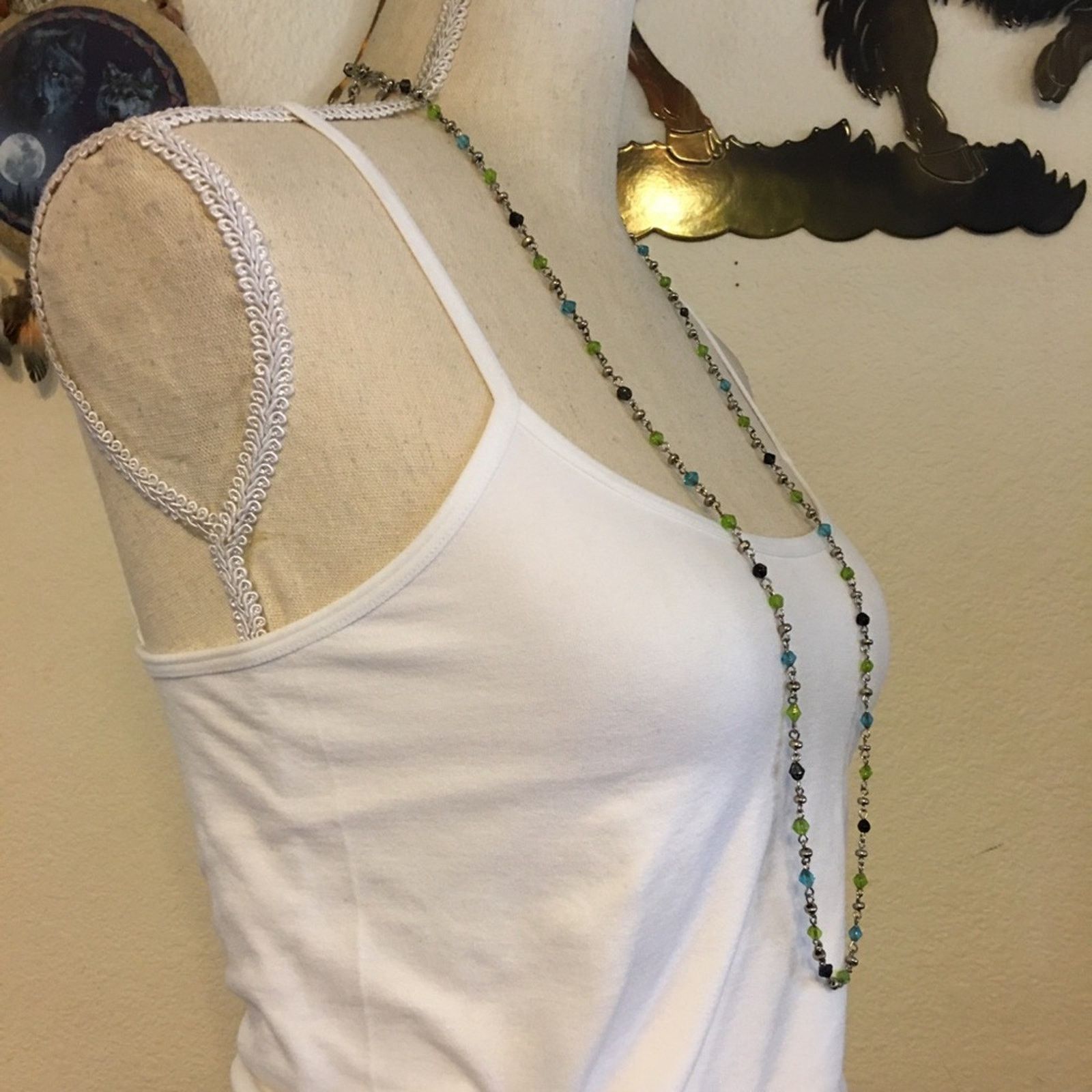 Aeropostale Aeropostale long silver tone bicone bead necklace Size ONE SIZE - 2 Thumbnail