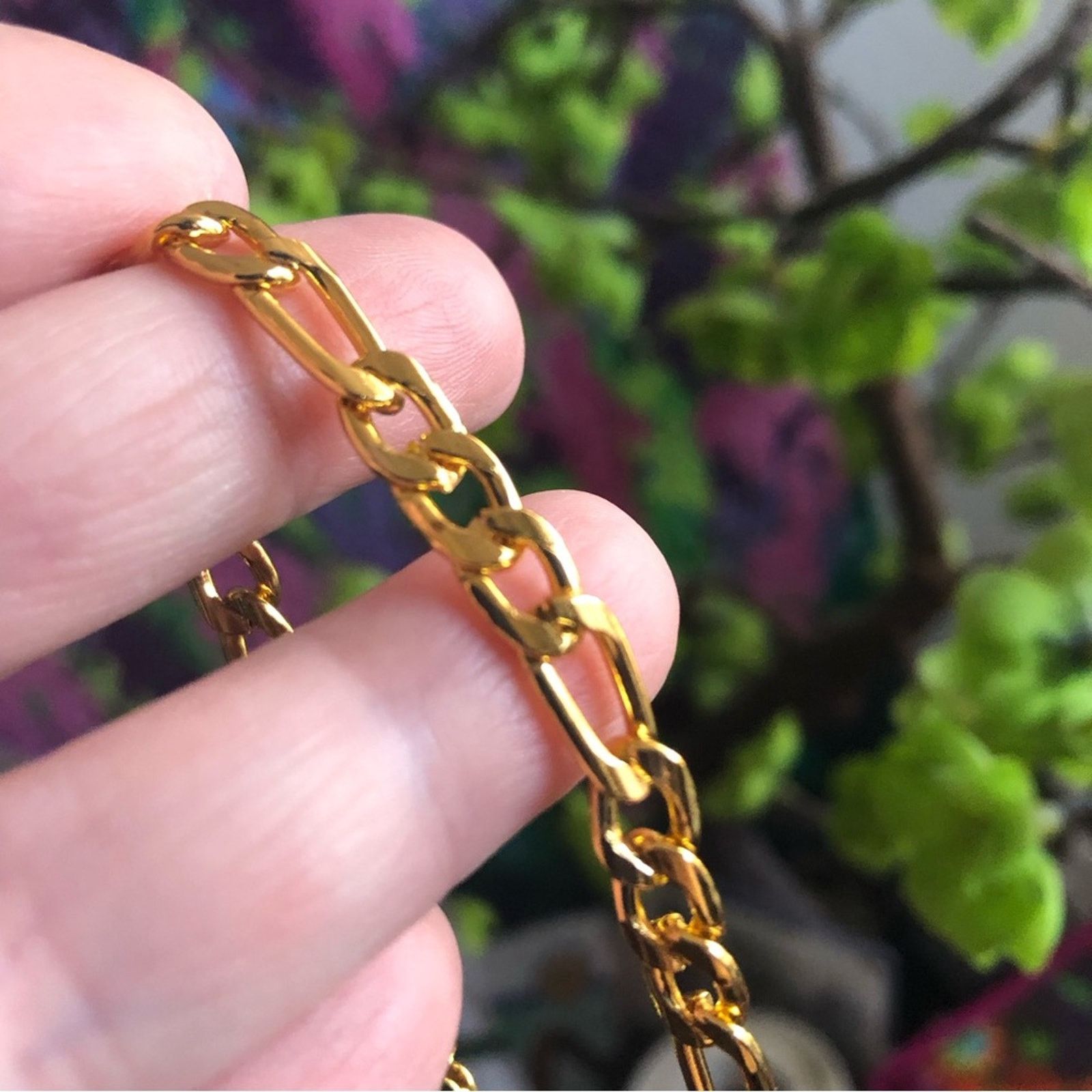 Jewelry Ladies 6mm 18k gold plated steel figaro chain bracelet Size ONE SIZE - 6 Thumbnail