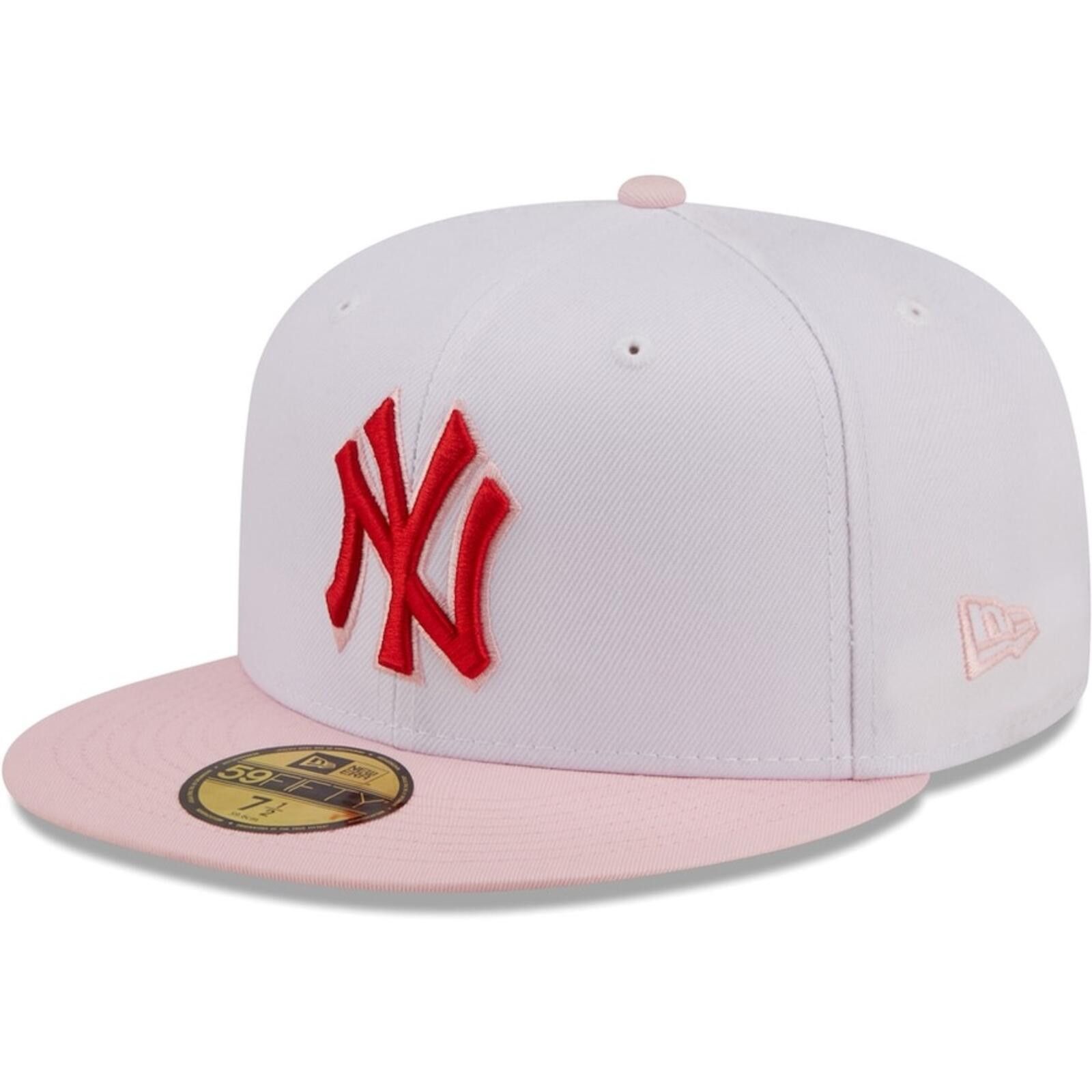 New Era New Era New York Yankees 59FIFTY White Pink Scarlet 7 1/2 Size ONE SIZE - 1 Thumbnail