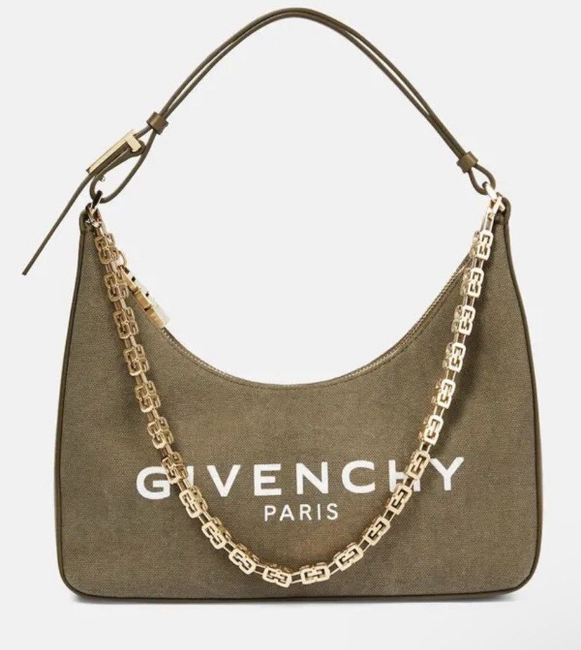 image of Givenchy Moon Cut Out Small Canvas Shoulder Bag - Green, Women's