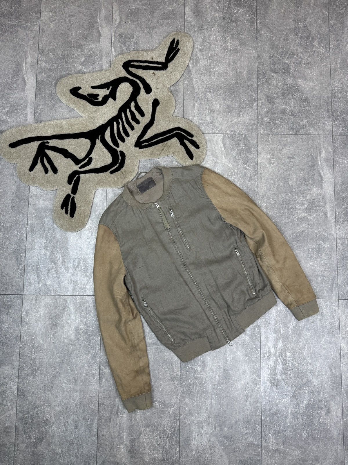 Allsaints Mens Vintage AllSaints Devon bomber jacket leather linen Size US S / EU 44-46 / 1 - 1 Thumbnail