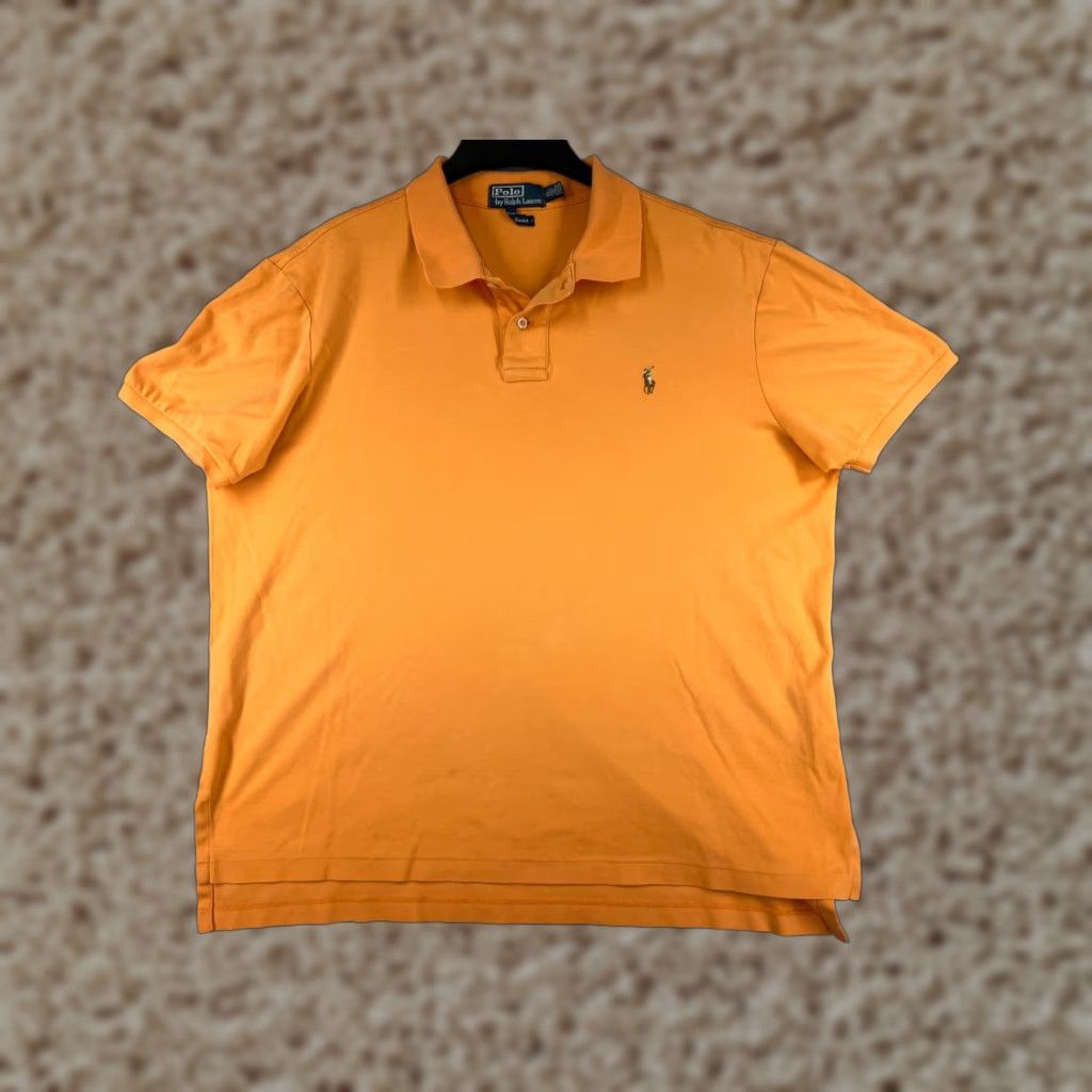 Ralph Lauren VINTAGE Ralph Lauren Polo Shirt Mens XL Orange Interlock Cotton Jersey Polo Shirt Size US XL / EU 56 / 4 - 1 Thumbnail