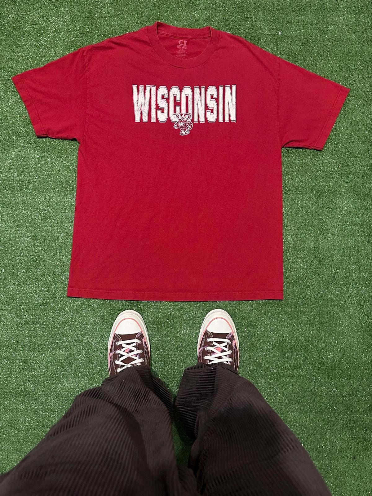Other Vintage 90s Sport-Tek Wisconsin Red Graphic T-Shirt Size ONE SIZE - 5 Thumbnail